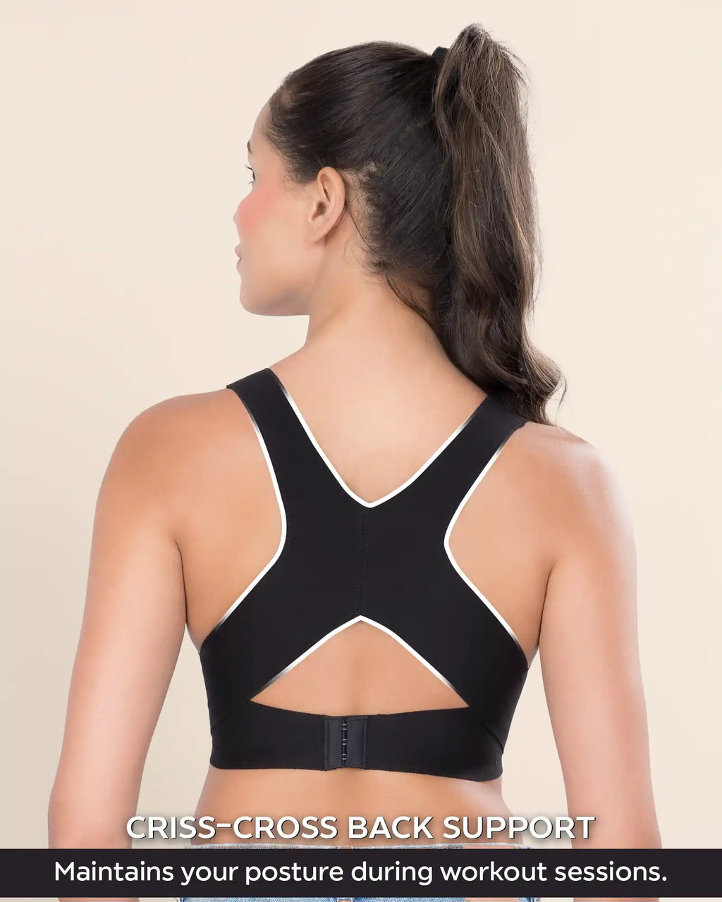 Swanz  Bonded Breathable Cotton Non-Padded Gym Bra with Posture Support (SB-995)