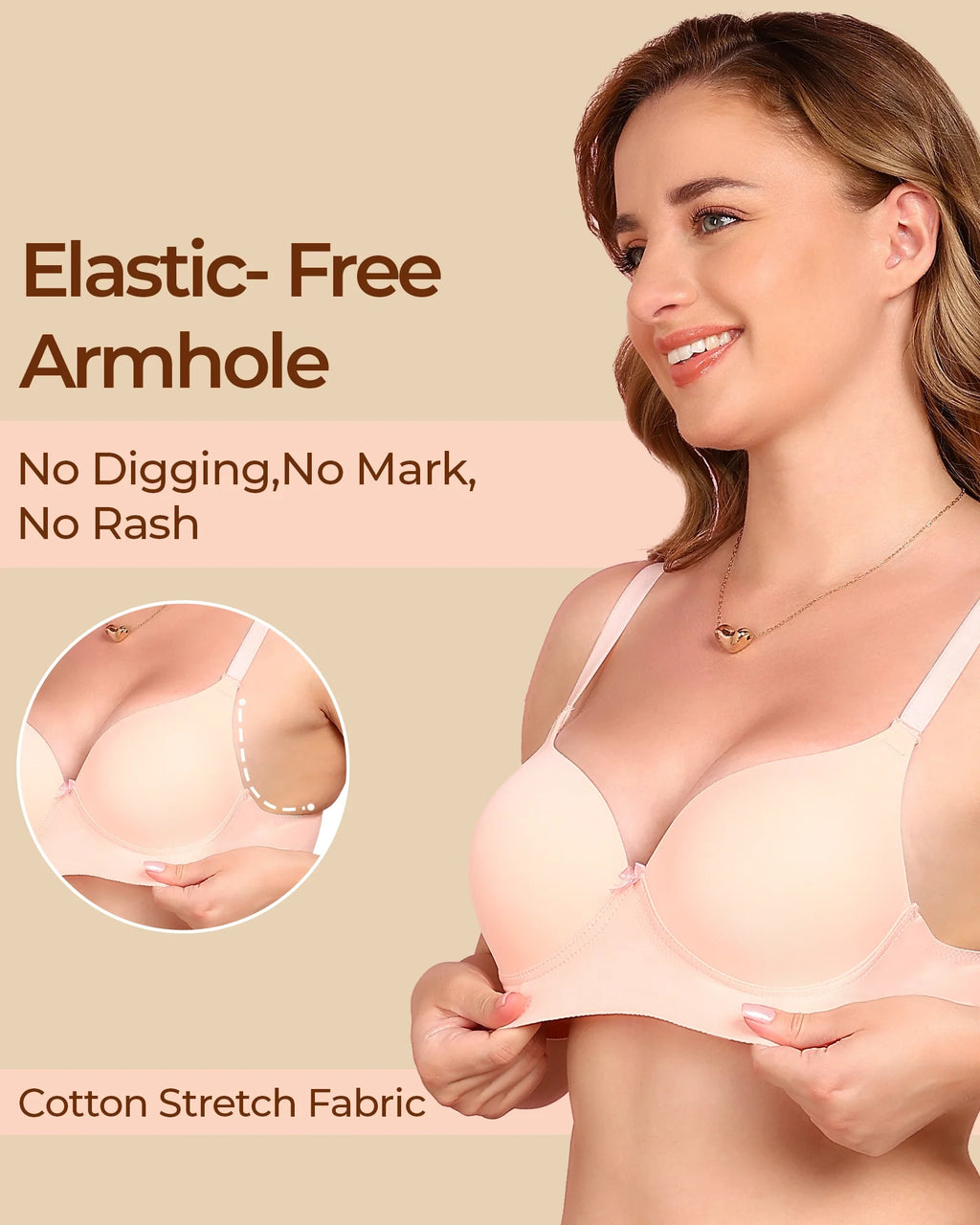Swanz  Bonded Polyamide Push-Up 3/4 Coverage Maximiser Bra (Level 2 Padding) (SB-95107)
