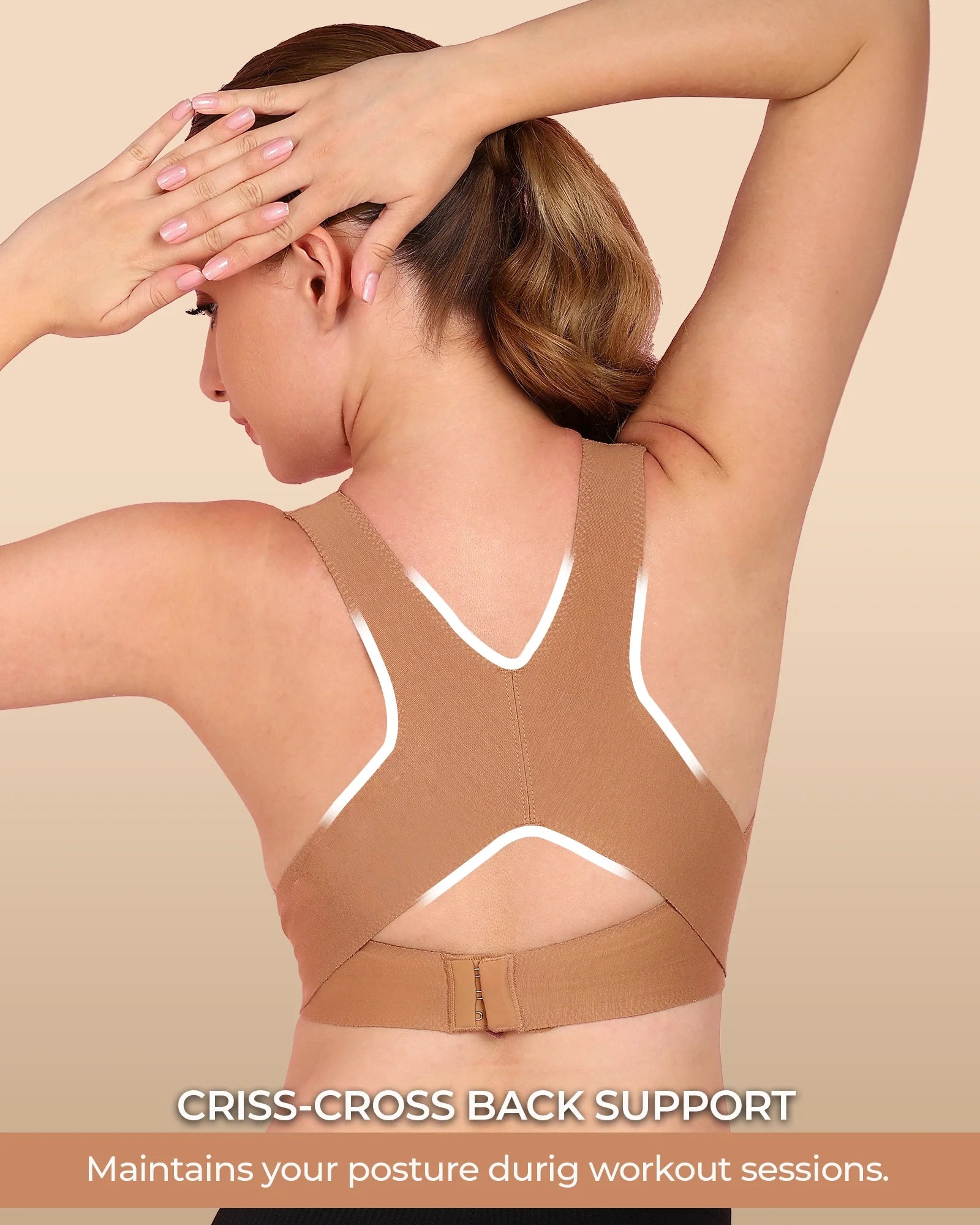 Swanz  Bonded Breathable Cotton Padded Gym Bra with Posture Support (TW-SB-997)