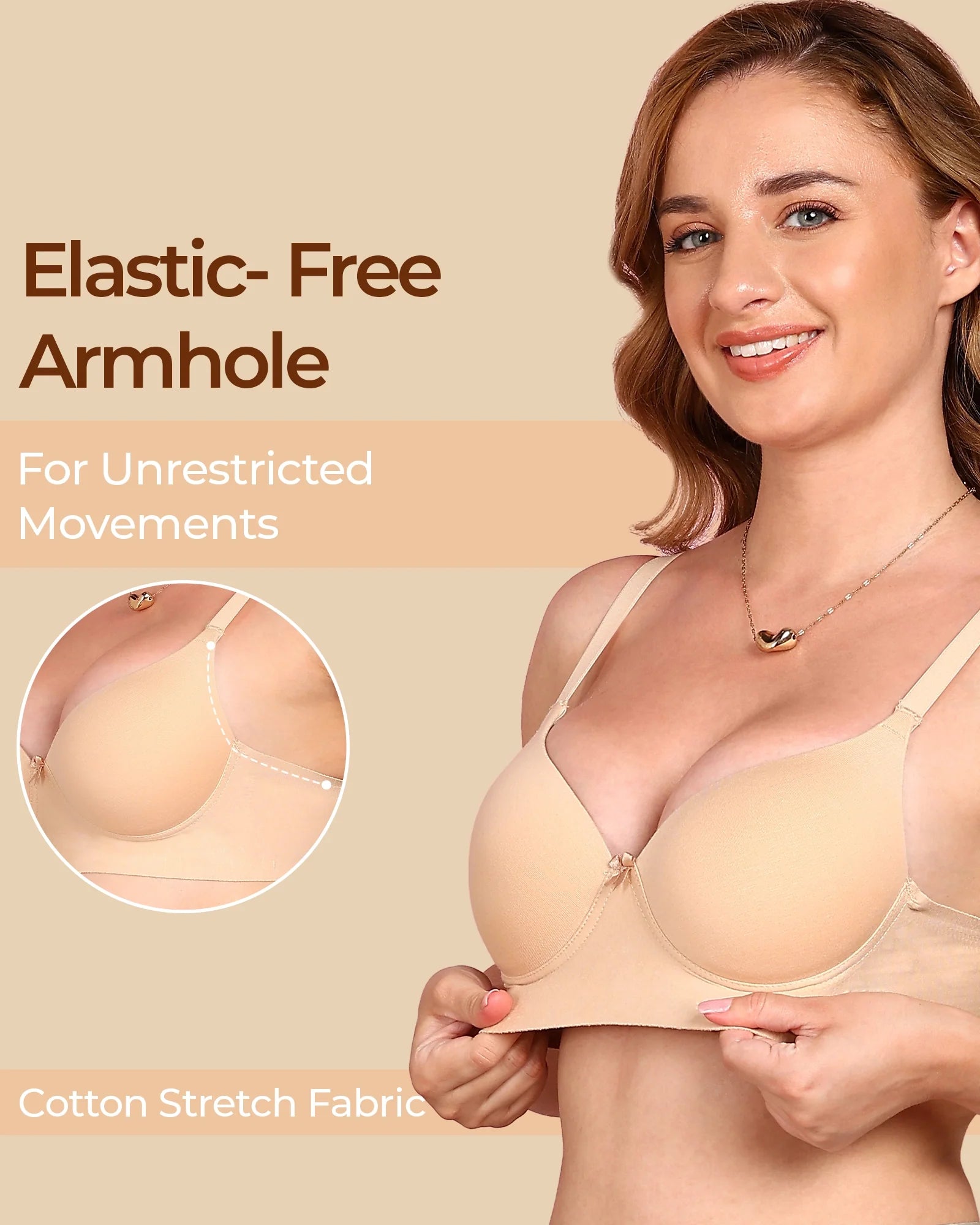 Swanz  Bonded Breathable Cotton Push-Up 3/4-Coverage Bra (Level 3 Padding) (SB-93510)