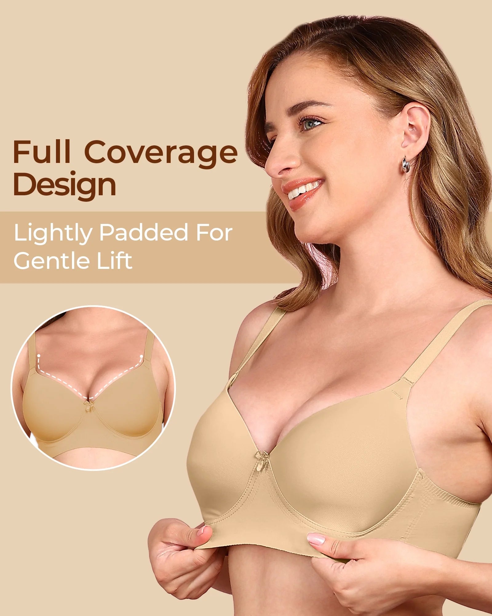Swanz  Bonded Polyamide Lightly Padded Bra (Level 1 Padding) (SB-95991)
