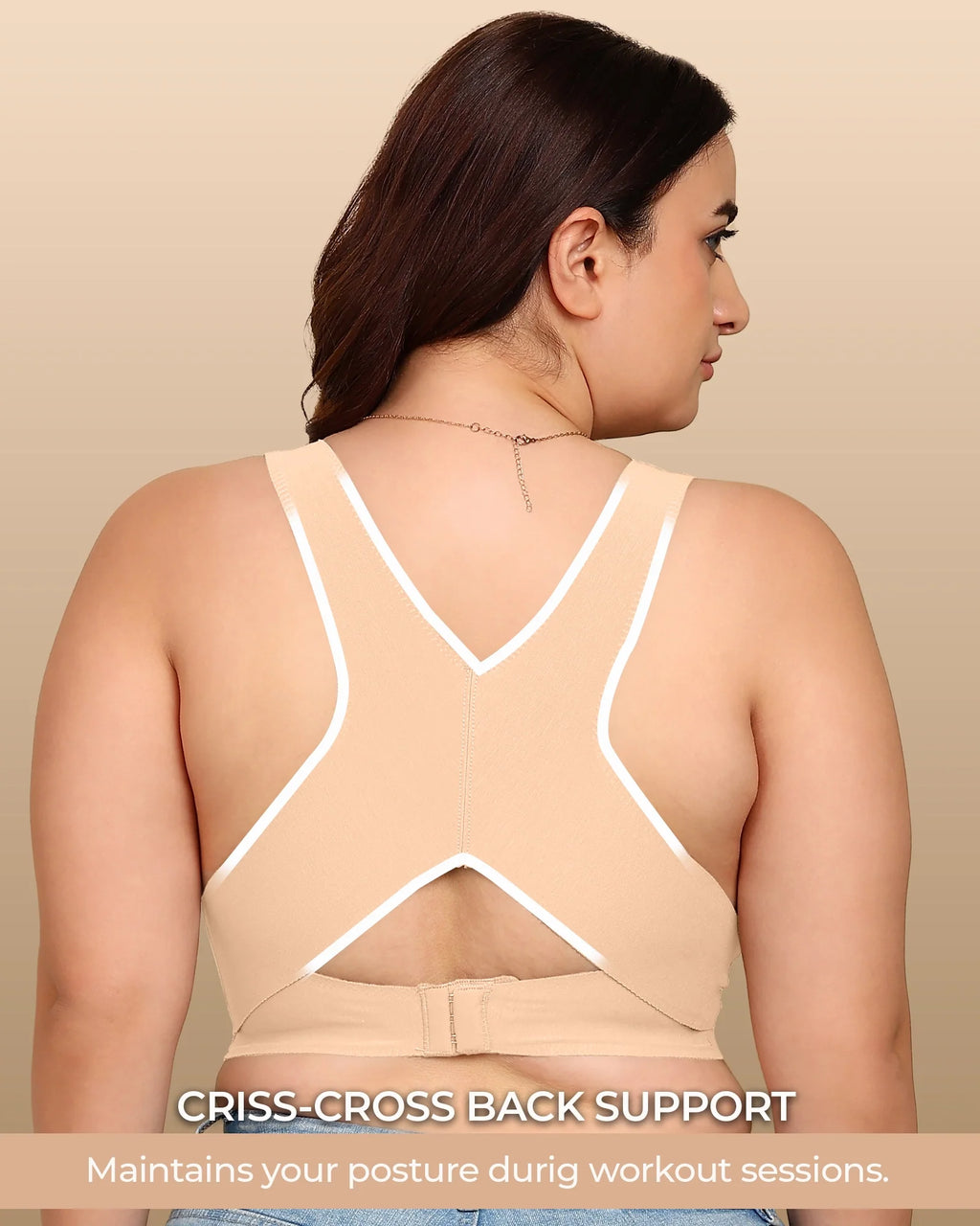 Swanz  Bonded Breathable Cotton Padded Gym Bra with Posture Support (SB-997)
