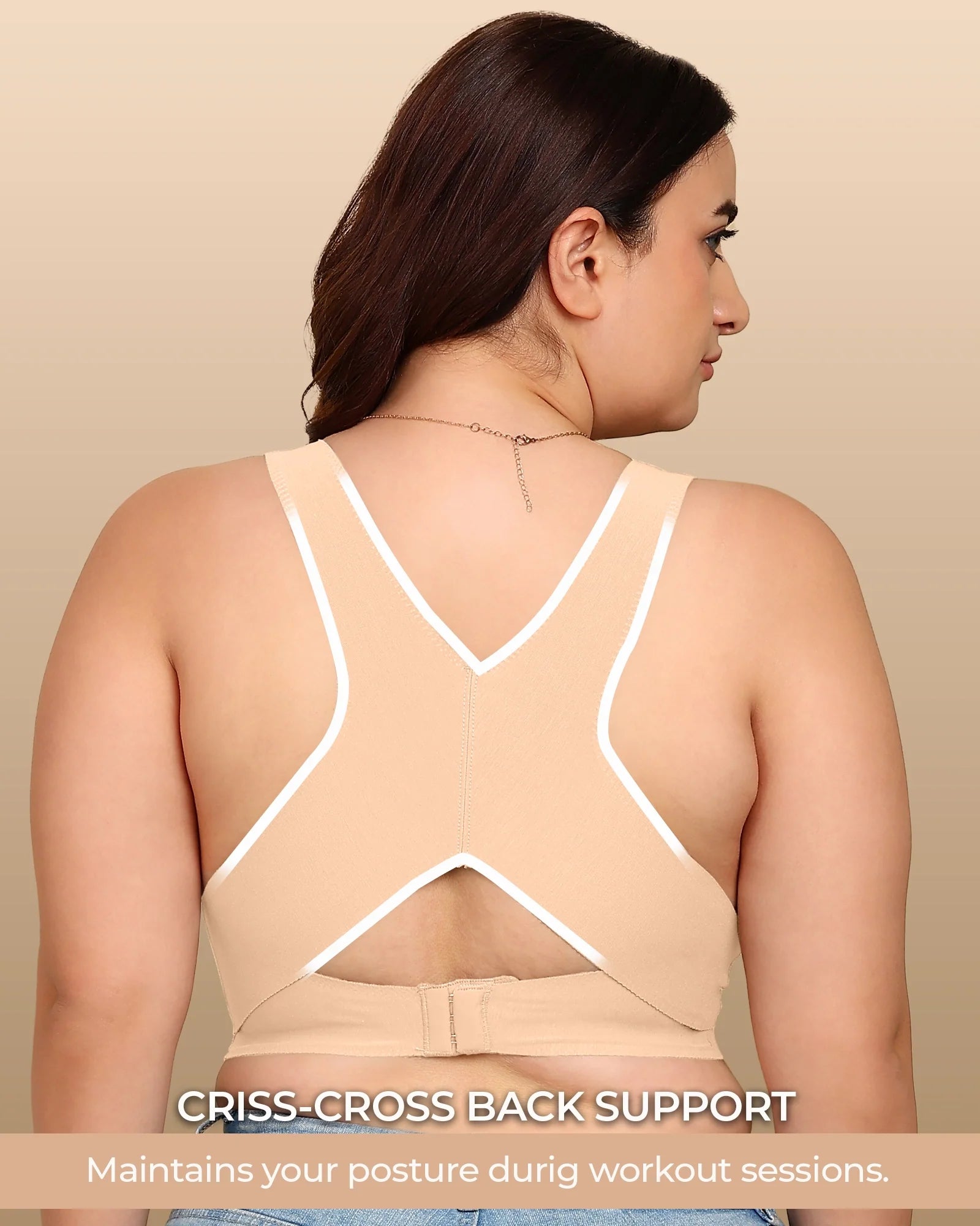 Swanz  Bonded Breathable Cotton Padded Gym Bra with Posture Support (SB-997)