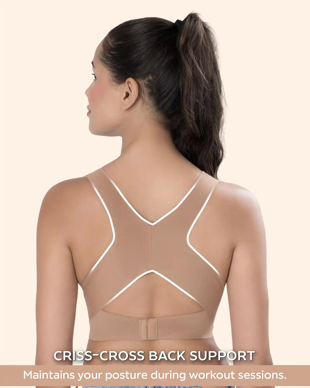 Swanz  Bonded Breathable Cotton Non-Padded Gym Bra with Posture Support (SB-995)