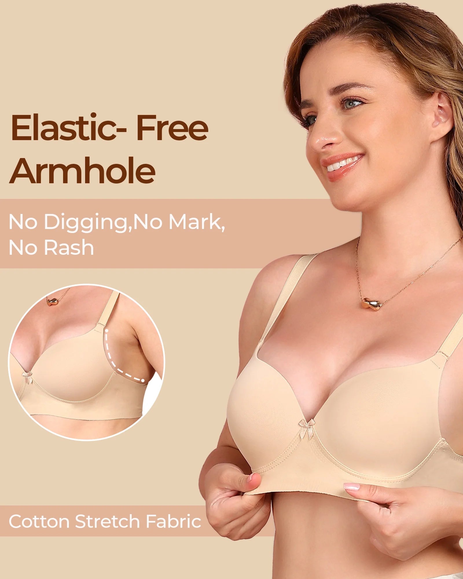 Swanz  Bonded Polyamide Push-Up 3/4 Coverage Maximiser Bra (Level 2 Padding) (SB-95107) (Skin)