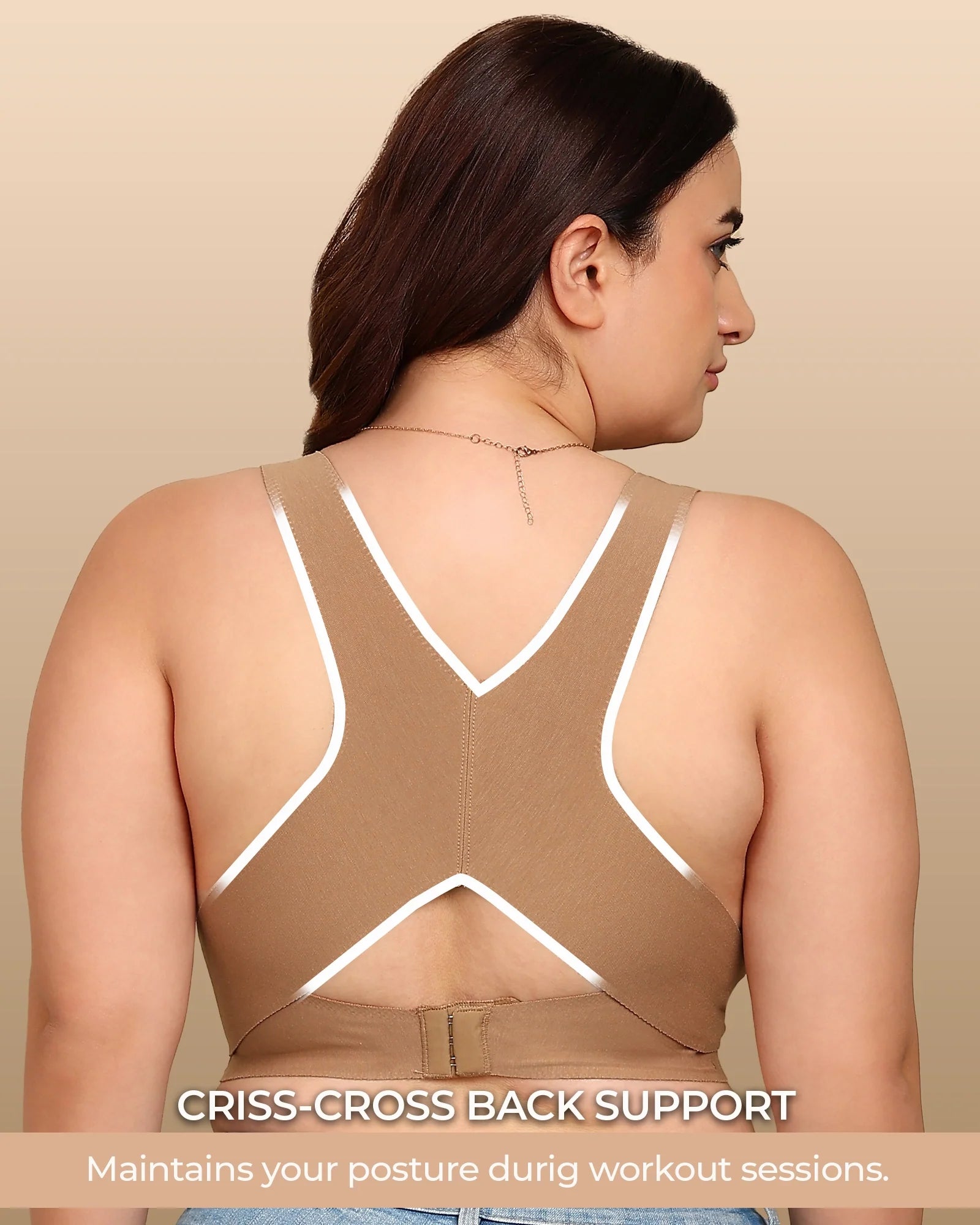 Swanz  Bonded Breathable Cotton Padded Gym Bra with Posture Support (SB-997)