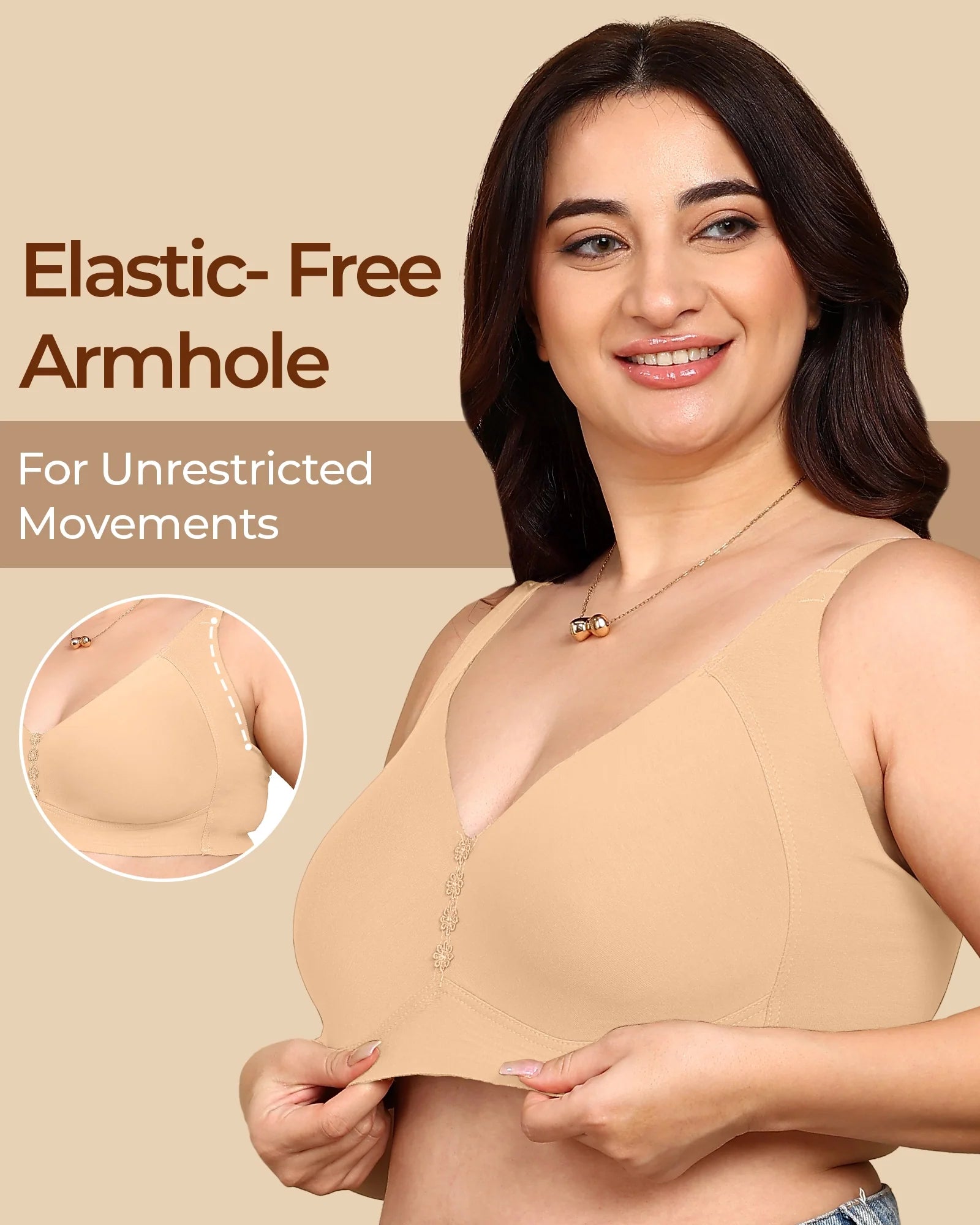 Swanz  Bonded Breathable Cotton Plus-Size Non-Padded M-Frame Minimiser with Hidden Concealer (SB-9303)