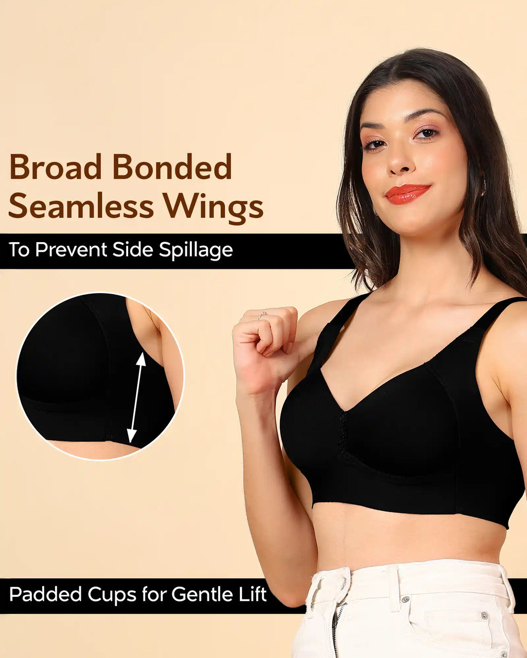 Swanz  Bonded Breathable Cotton Plus-Size Padded M-Frame Minimiser (SB-9203)