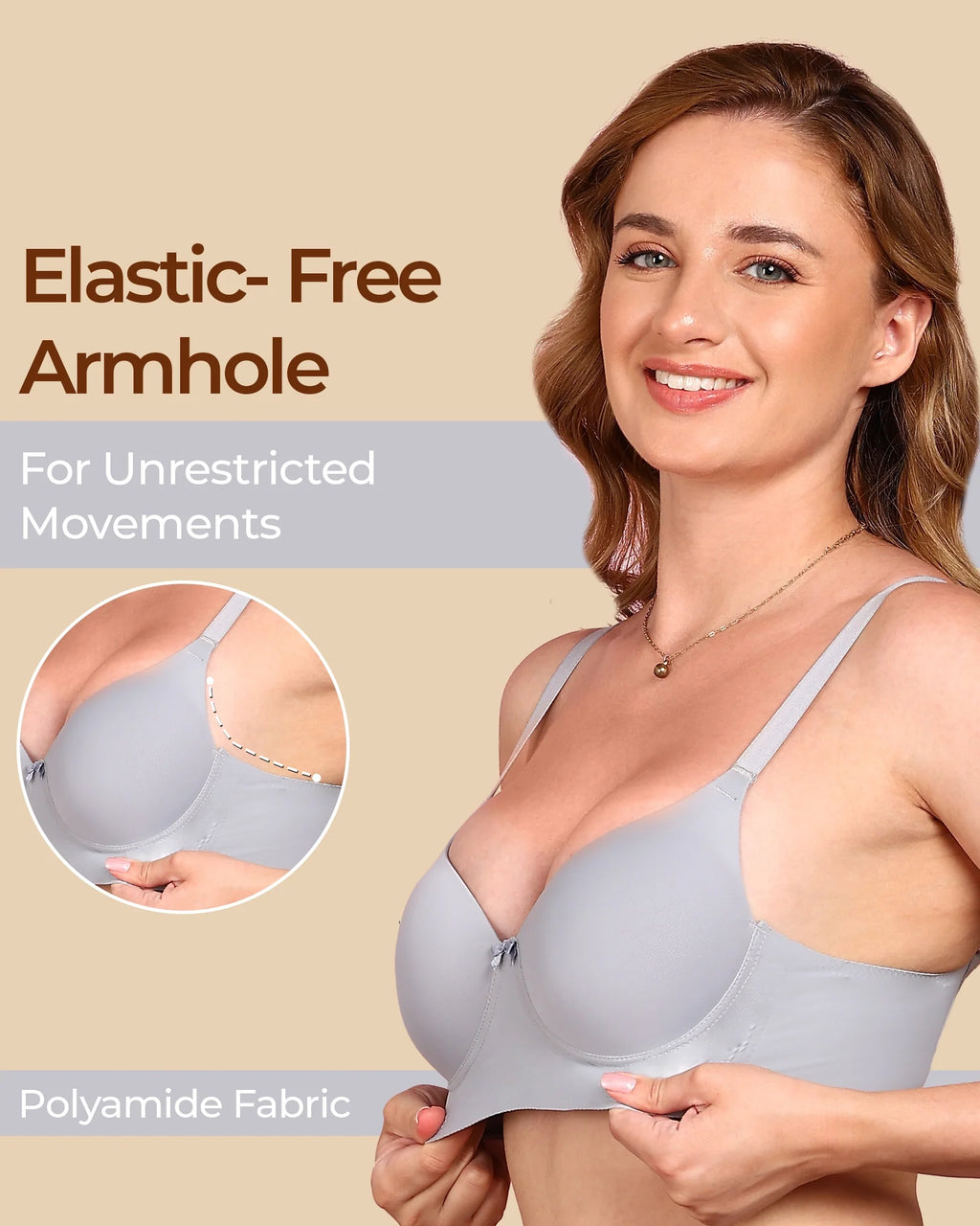 Swanz  Bonded Polyamide Push-Up 3/4 Coverage Bra (Level 3 Padding) (SB-95301)