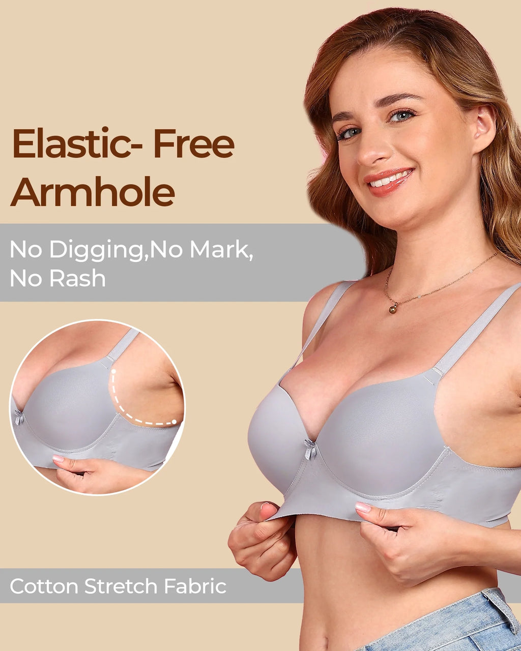 Swanz  Bonded Polyamide Push-Up 3/4 Coverage Maximiser Bra (Level 2 Padding) (SB-95107)