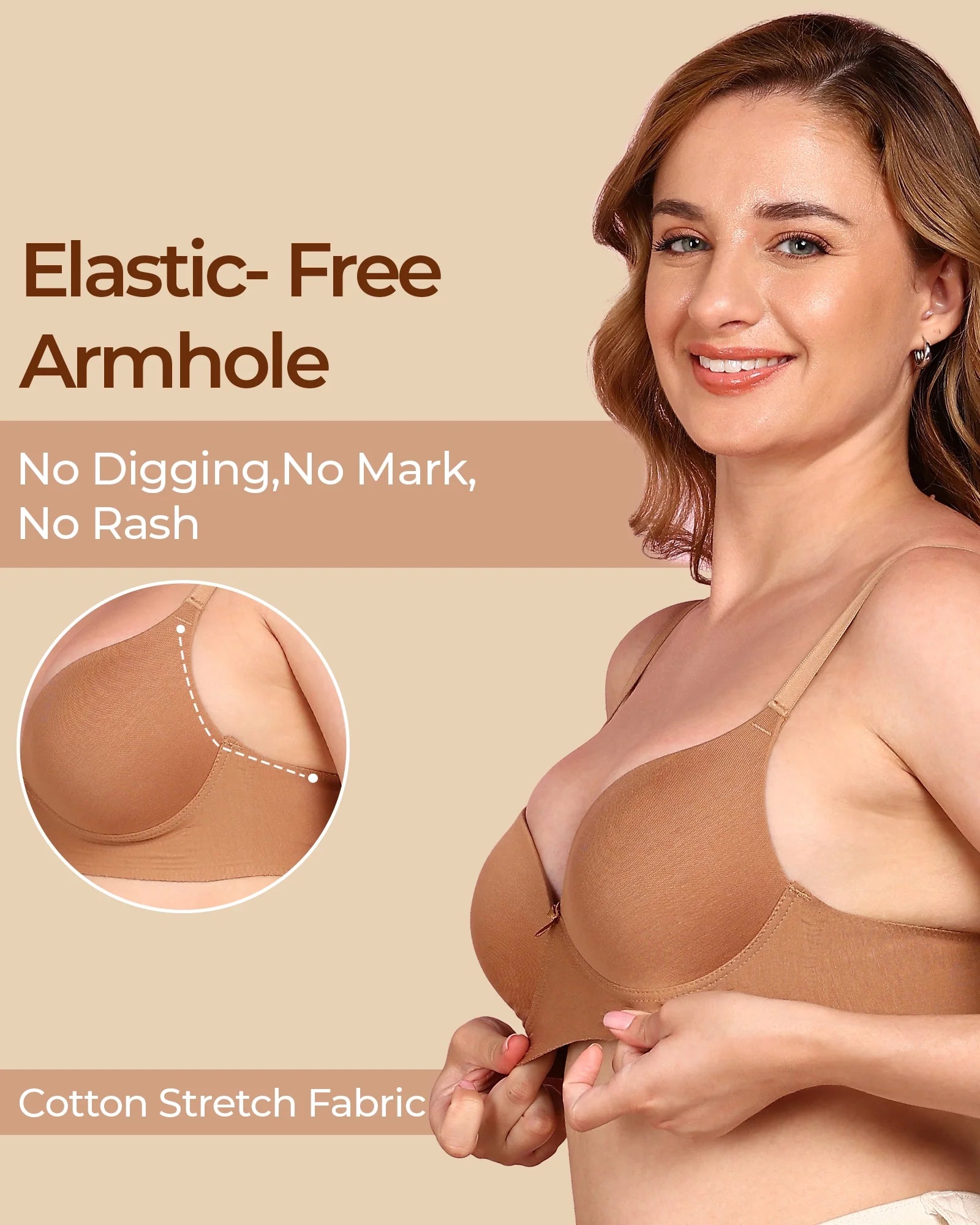 Swanz  Bonded Breathable Cotton Push-Up 3/4-Coverage Maximiser Bra (Level 2 Padding) (SB-97015)