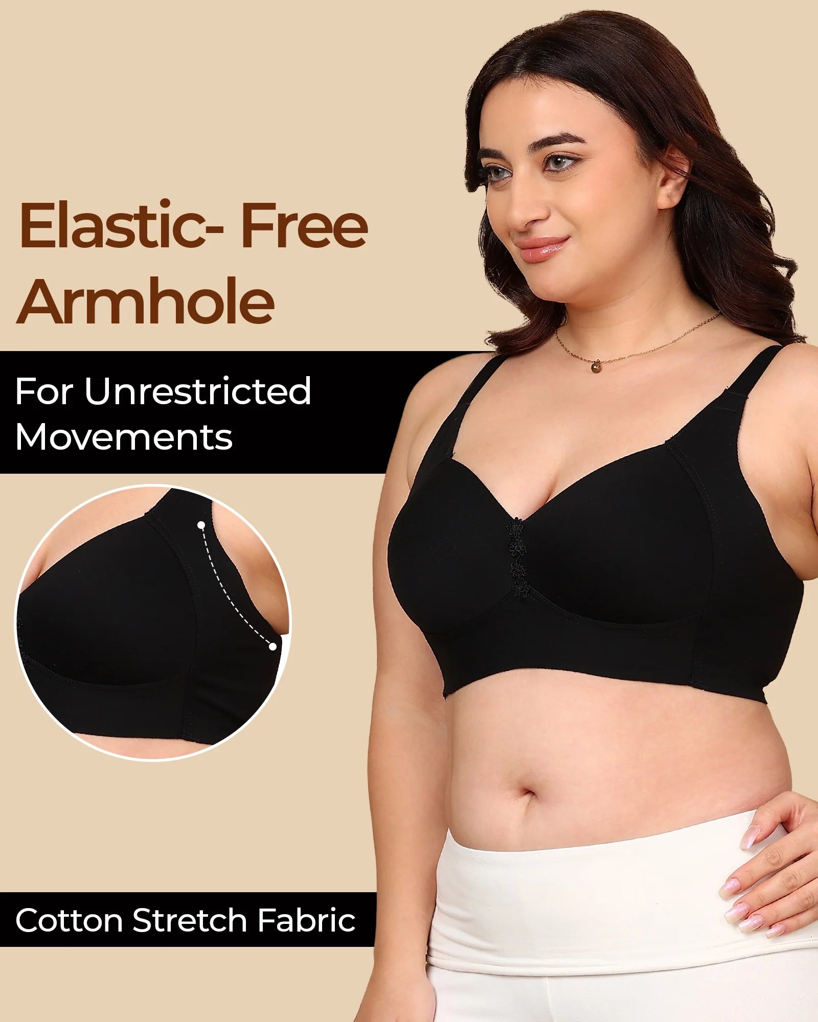 Swanz  Bonded Breathable Cotton Plus-Size Padded M-Frame Minimiser (SB-9203)