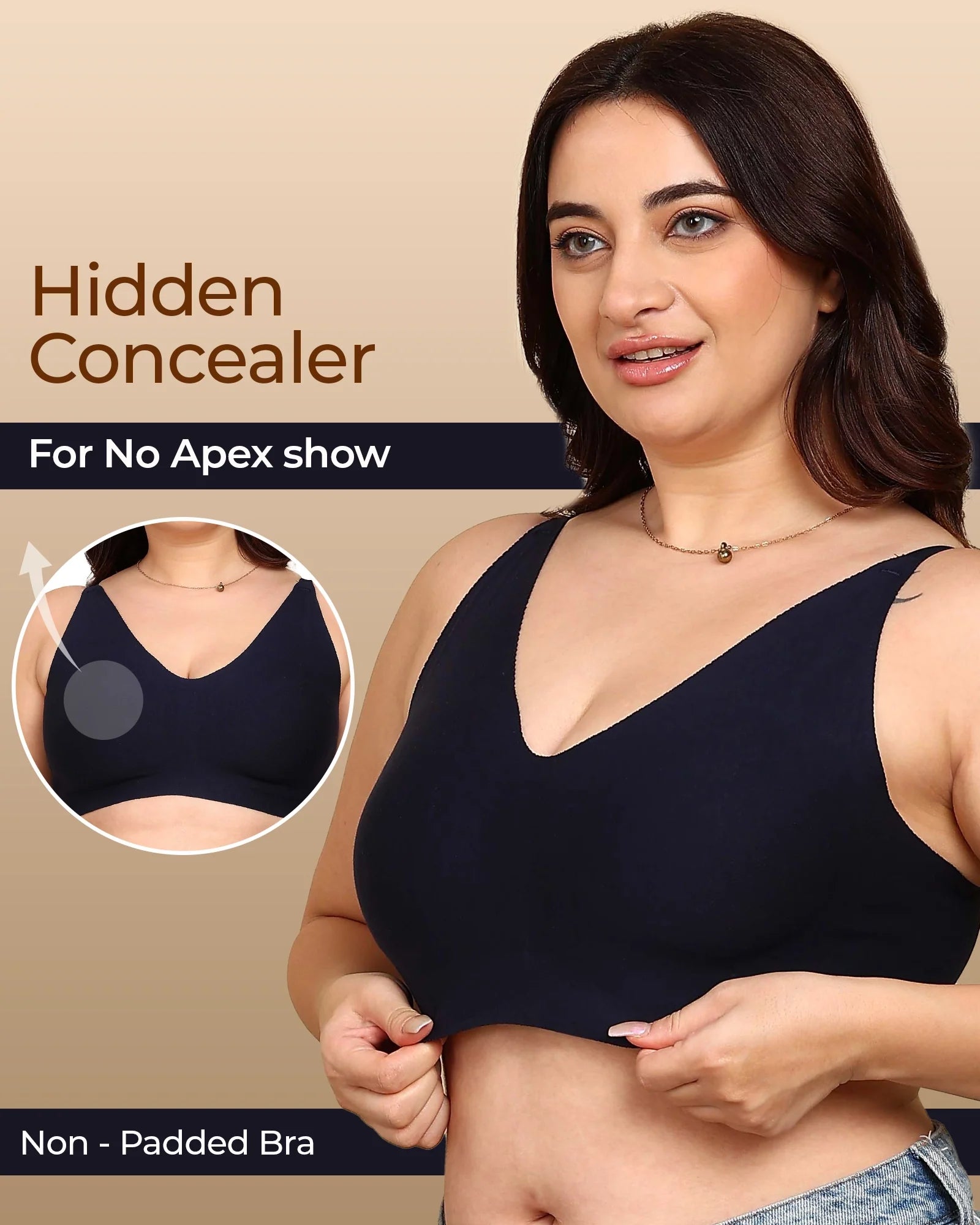 Swanz  Bonded Breathable Cotton Non-Padded Full-Coverage Bra with Hidden Concealer (SB-935)