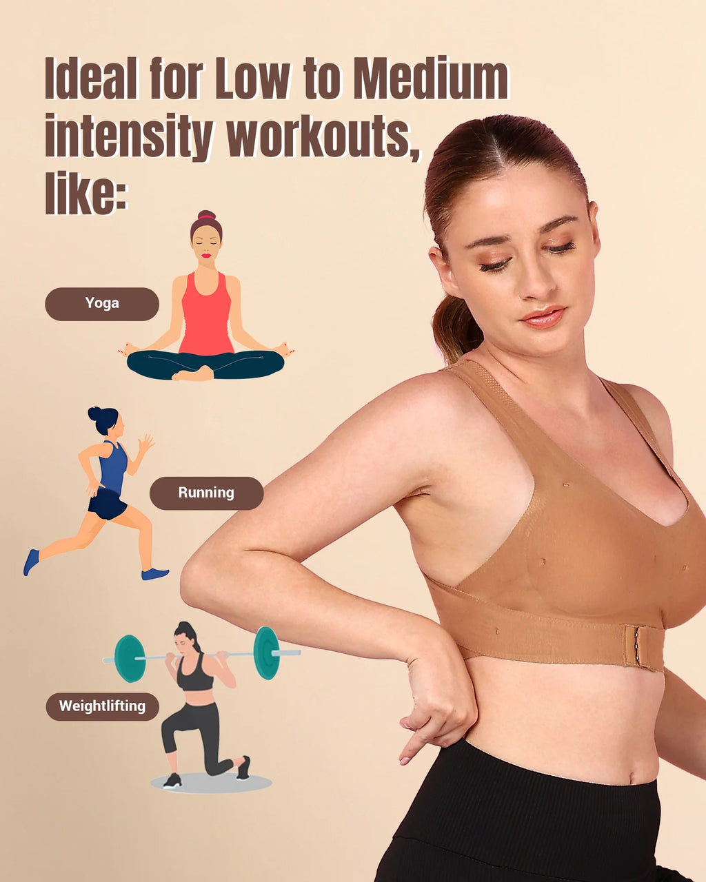 Swanz  Bonded Breathable Cotton Padded Gym Bra with Posture Support (TW-SB-997)