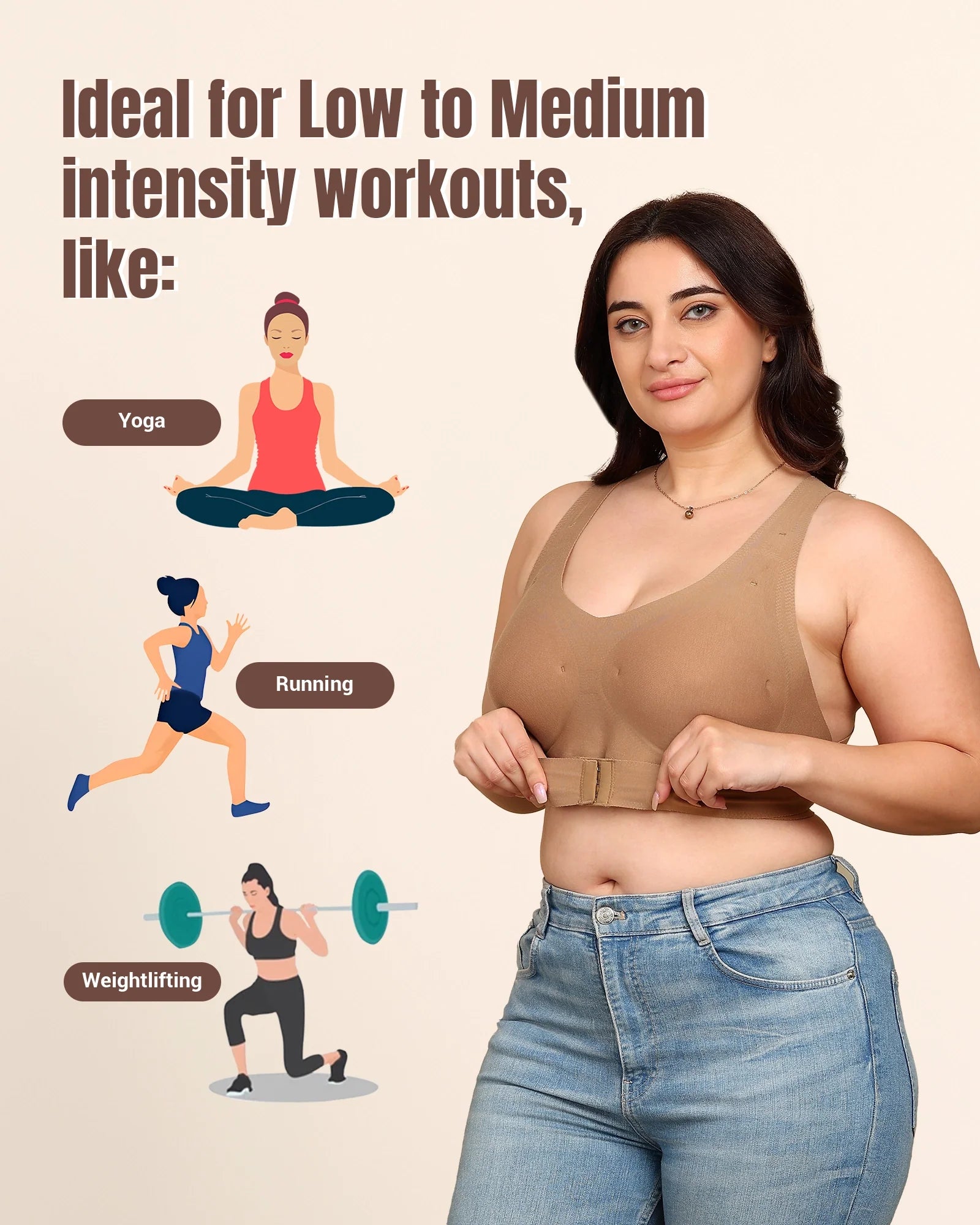 Swanz  Bonded Breathable Cotton Padded Gym Bra with Posture Support (SB-997)