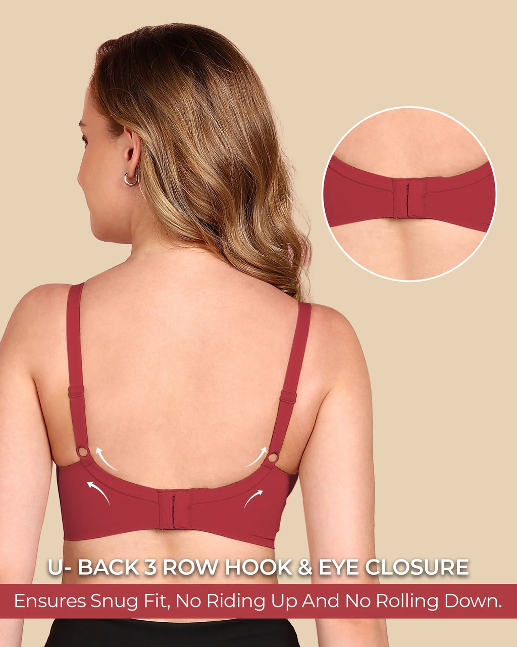 Swanz  Bonded Polyamide Lightly Padded Bra (Level 1 Padding) (SB-95991) (Maroon)