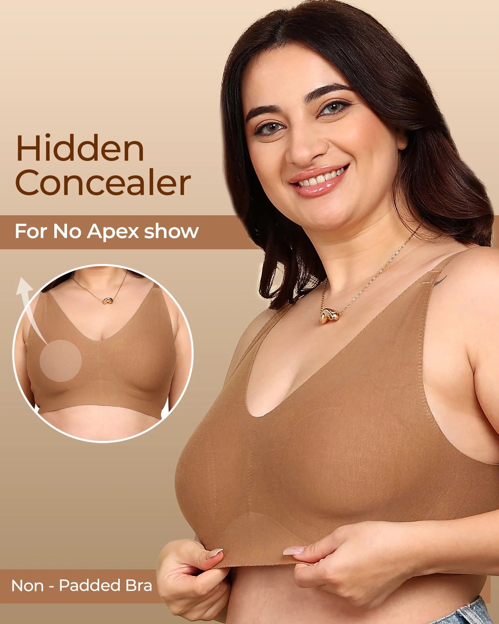 Swanz  Bonded Breathable Cotton Non-Padded Full-Coverage Bra with Hidden Concealer (SB-935)