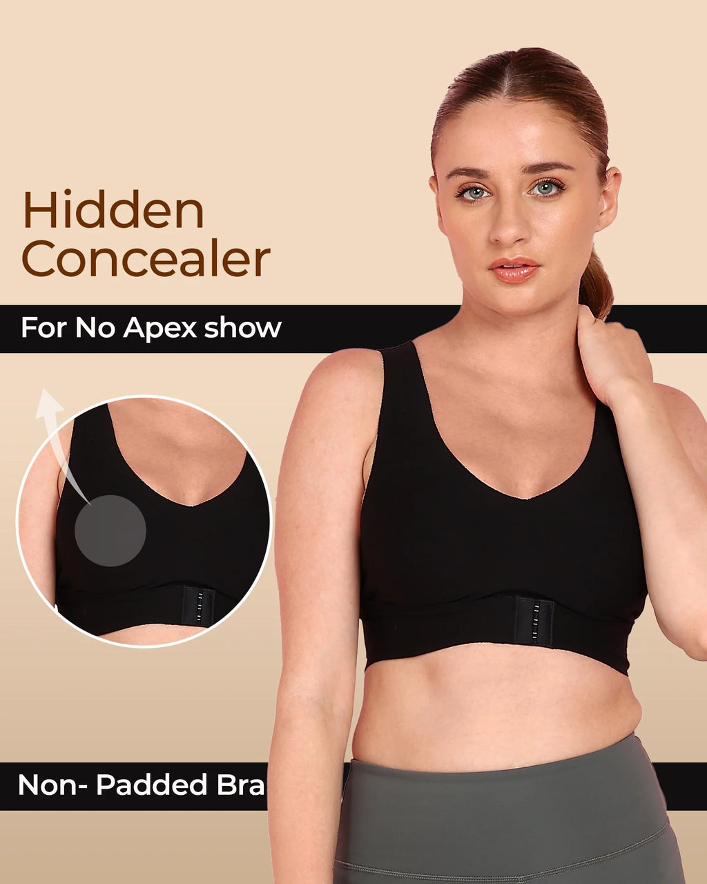 Swanz  Bonded Breathable Cotton Non-Padded Gym Bra with Posture Support (TW-SB-995)