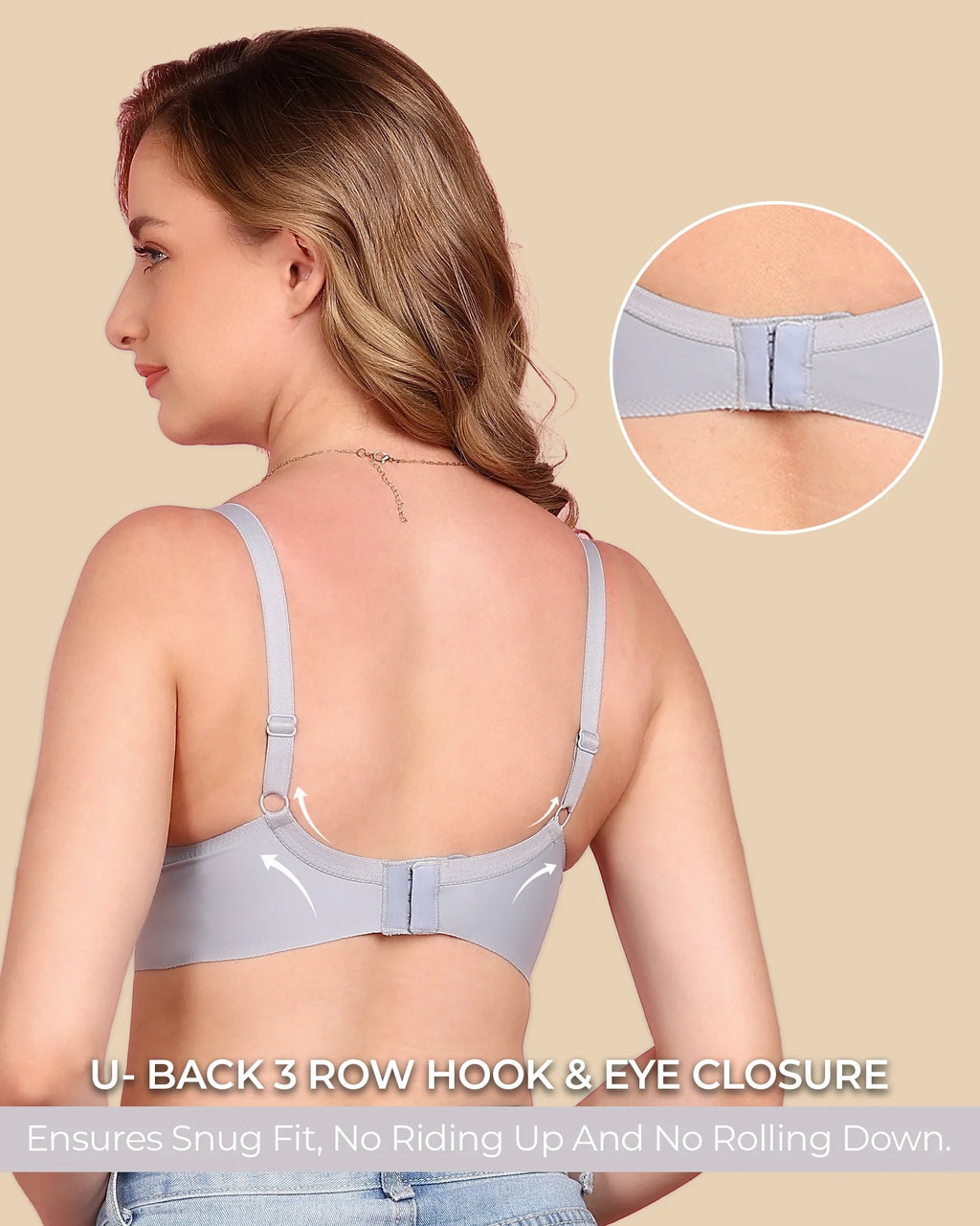 Swanz  Bonded Polyamide Push-Up 3/4 Coverage Maximiser Bra (Level 2 Padding) (SB-95107) (Grey)