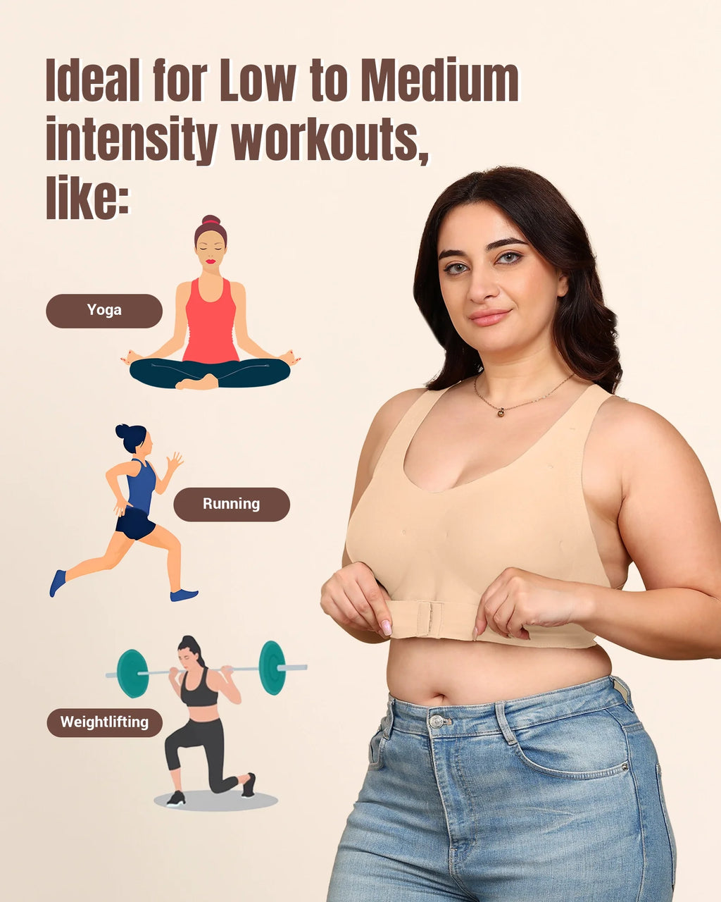 Swanz  Bonded Breathable Cotton Padded Gym Bra with Posture Support (SB-997)