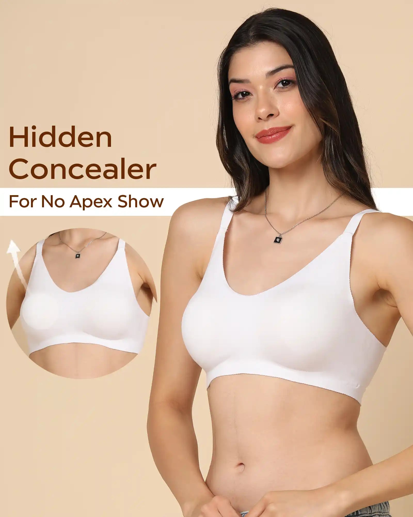 Swanz  Bonded Breathable Cotton Non-Padded Full-Coverage Bra with Hidden Concealer (SB-935)
