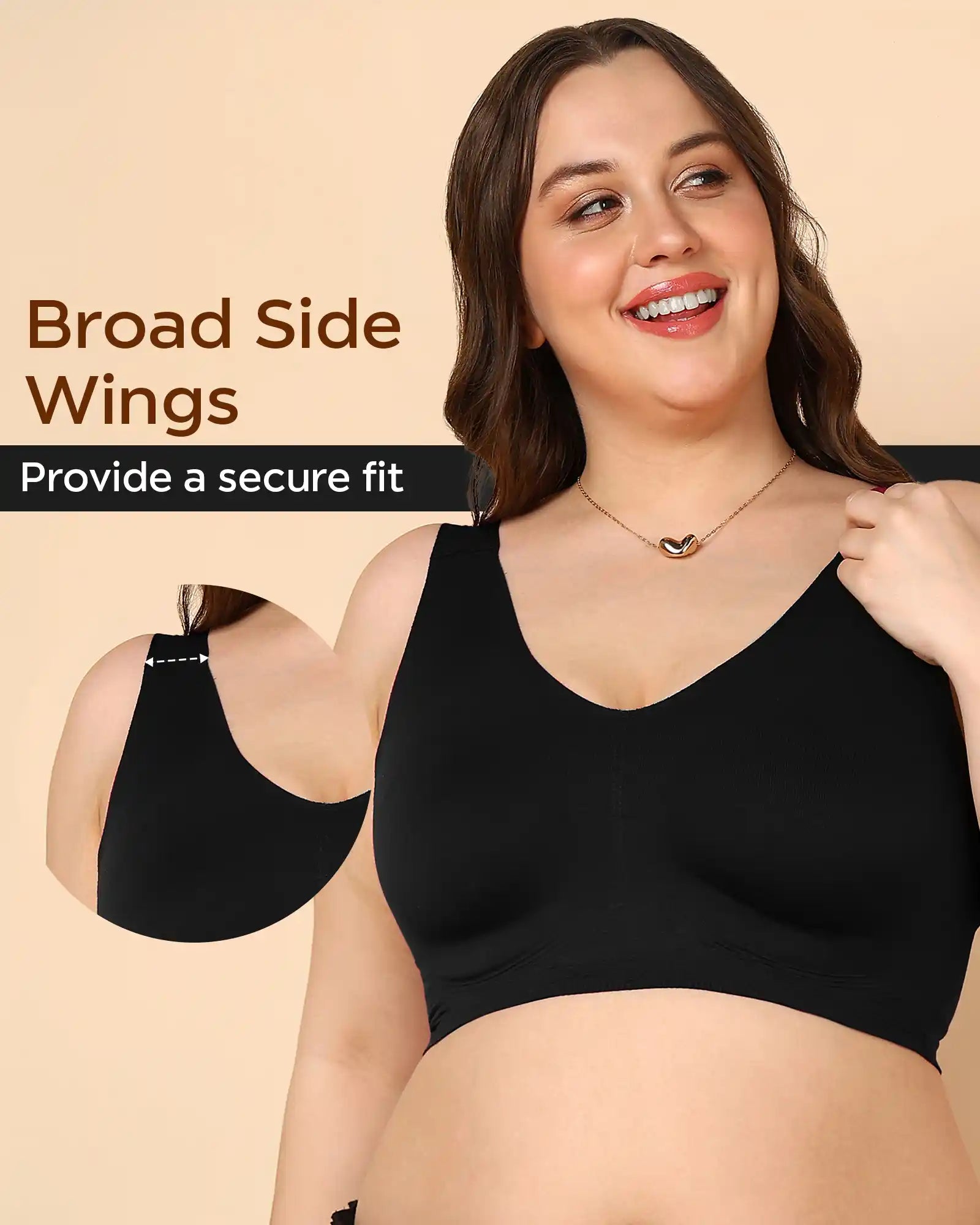 Swanz  Bonded Breathable Cotton Plus-Size Full-Coverage Bra with Hidden Concealer (SB-915-Black)