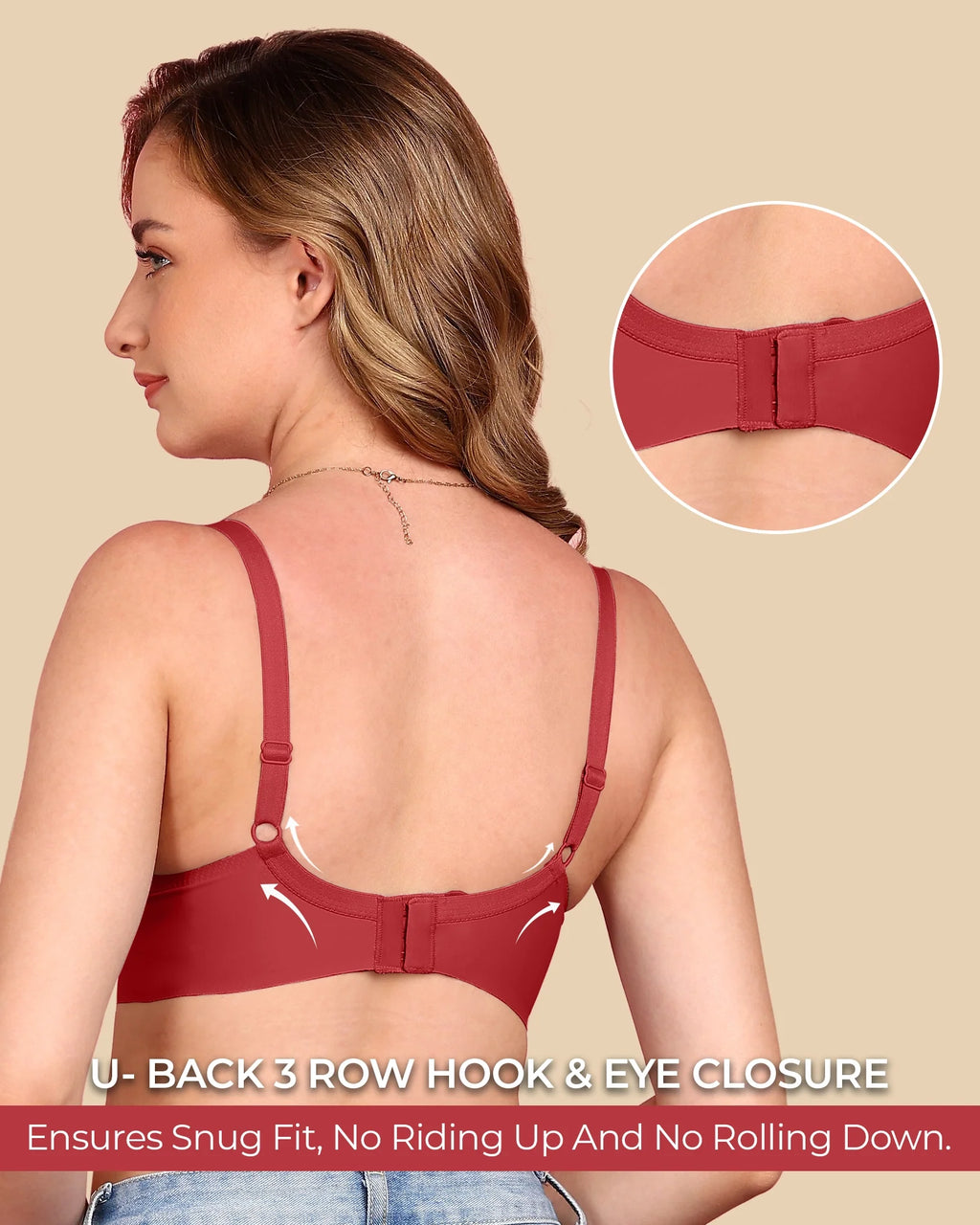 Swanz  Bonded Polyamide Push-Up 3/4 Coverage Maximiser Bra (Level 2 Padding) (SB-95107) (Maroon)