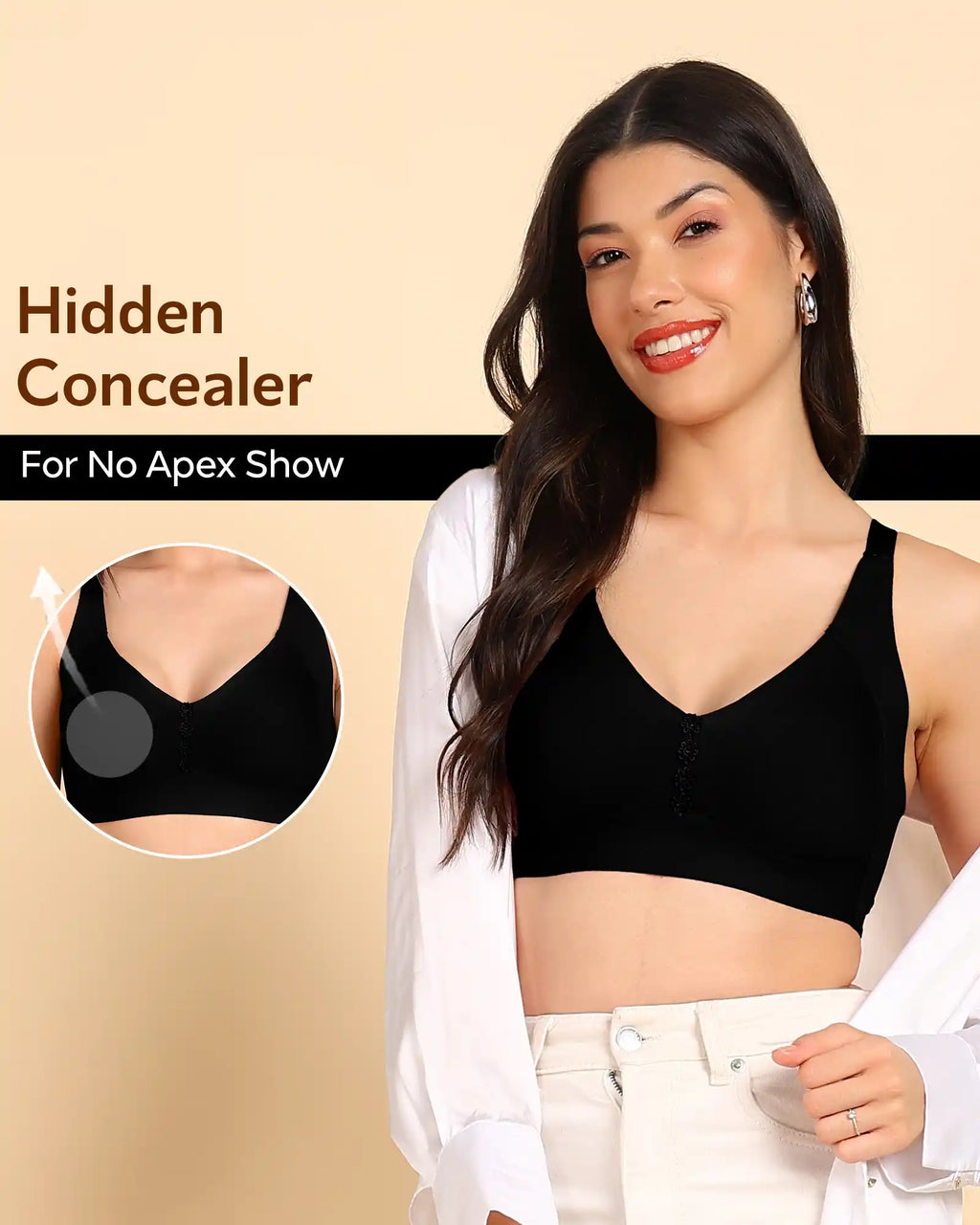 Swanz  Bonded Breathable Cotton Plus-Size Non-Padded M-Frame Minimiser with Hidden Concealer (SB-9303)