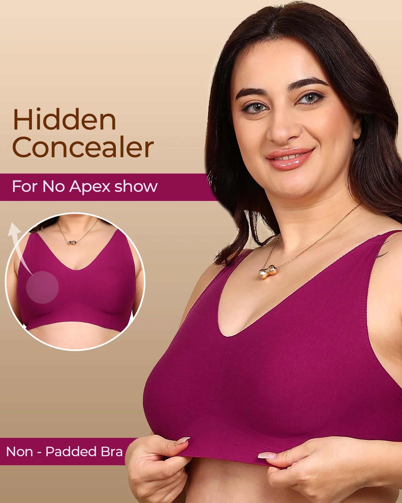 Swanz  Bonded Breathable Cotton Non-Padded Full-Coverage Bra with Hidden Concealer (SB-935)
