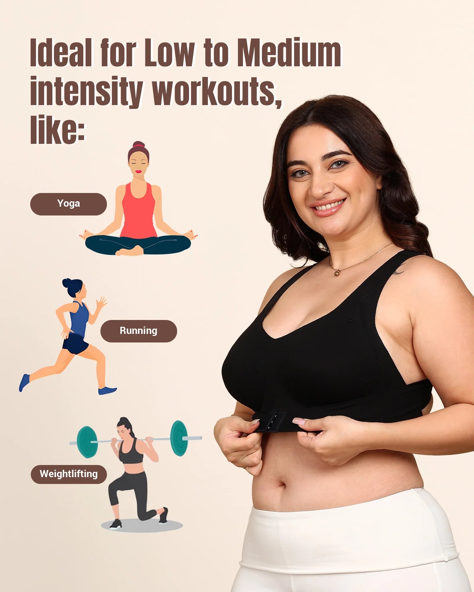 Swanz  Bonded Breathable Cotton Padded Gym Bra with Posture Support (SB-997)