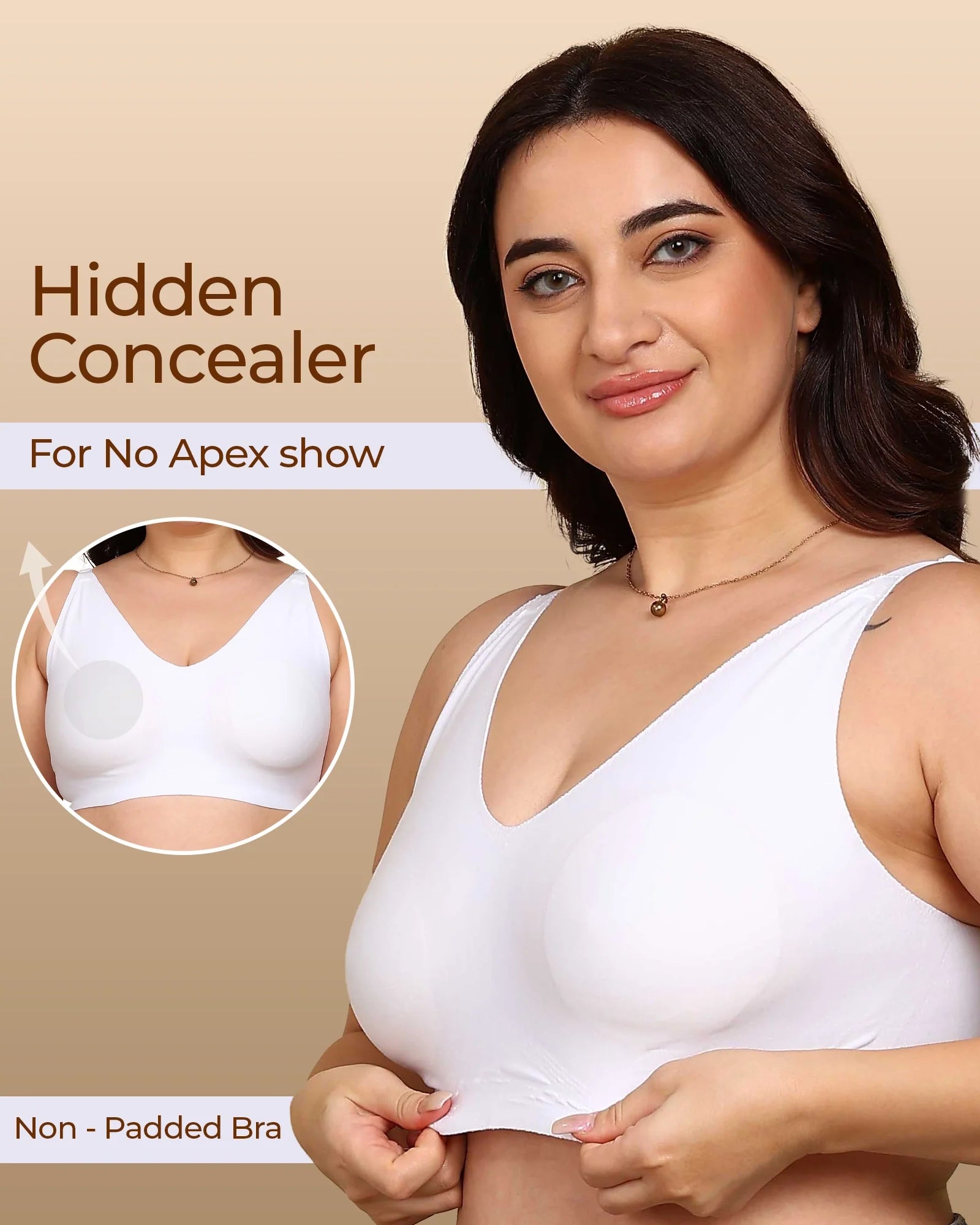 Swanz  Bonded Breathable Cotton Non-Padded Full-Coverage Bra with Hidden Concealer (SB-935)