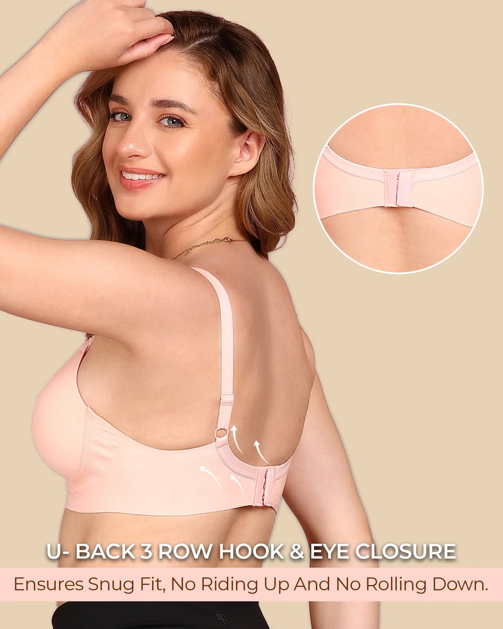 Swanz  Bonded Polyamide Lightly Padded Bra (Level 1 Padding) (SB-95991) (Peach)