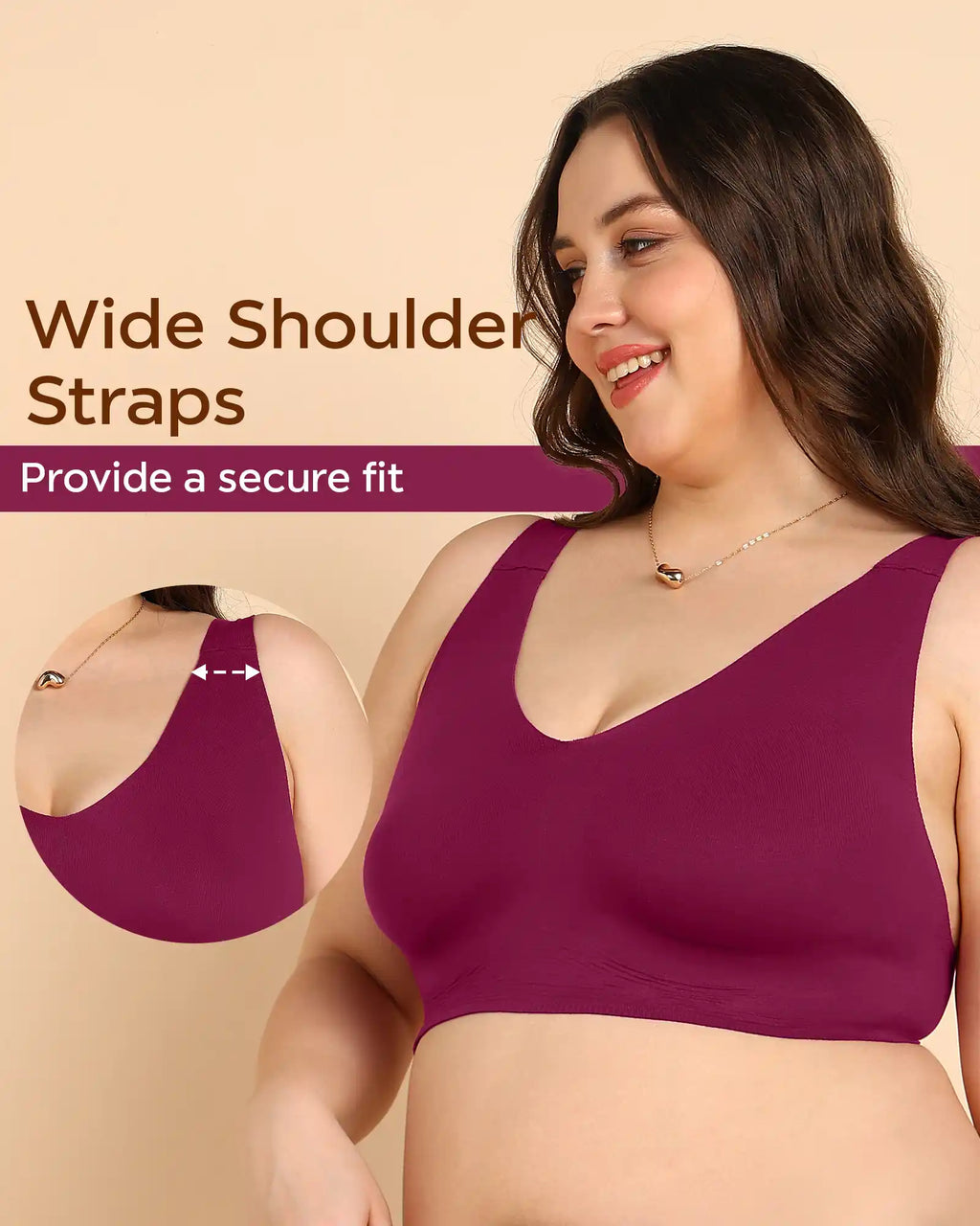 Swanz  Bonded Breathable Cotton Plus-Size Full-Coverage Bra with Hidden Concealer (SB-915-Wine)