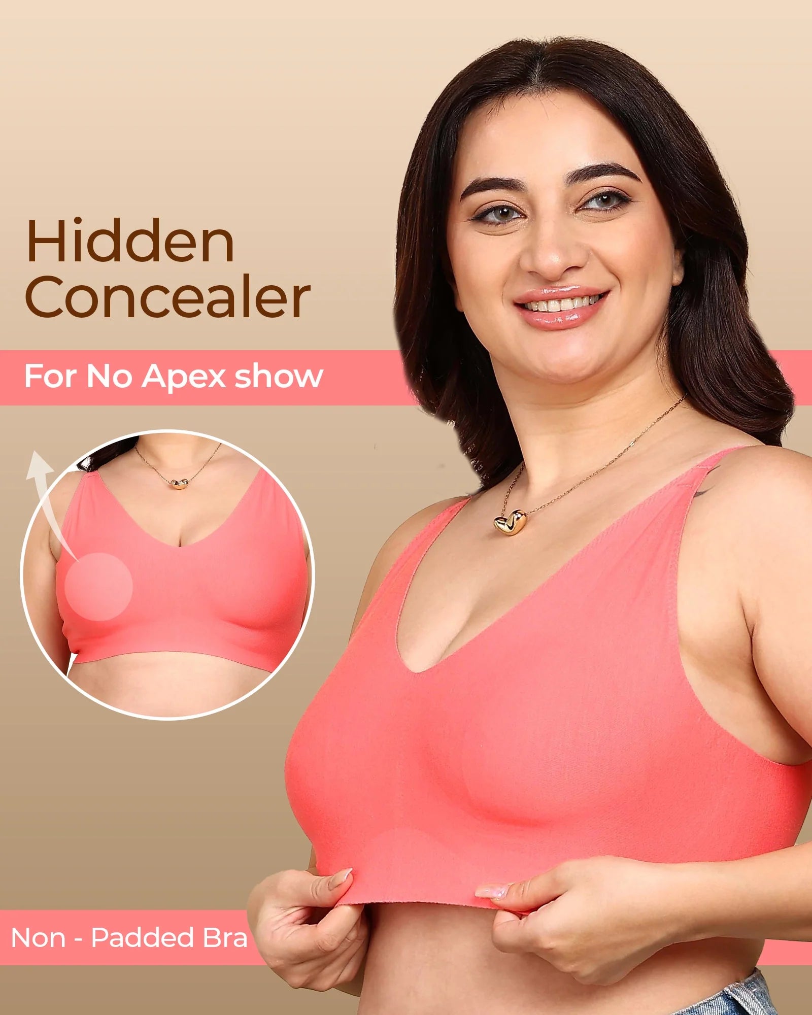 Swanz  Bonded Breathable Cotton Non-Padded Full-Coverage Bra with Hidden Concealer (SB-935)