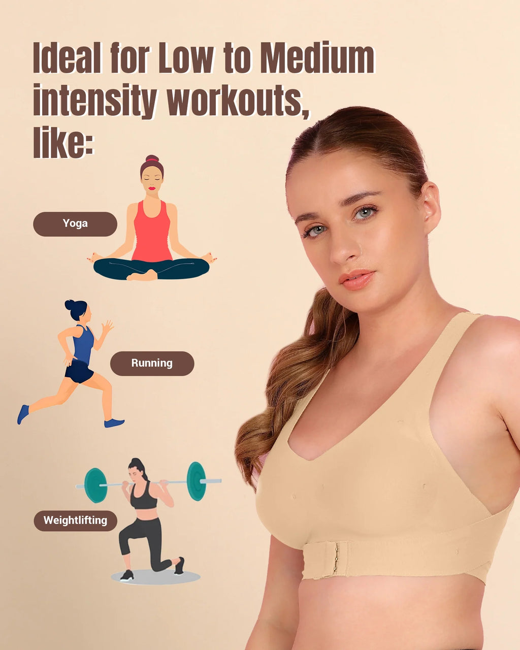 Swanz  Bonded Breathable Cotton Padded Gym Bra with Posture Support (TW-SB-997)