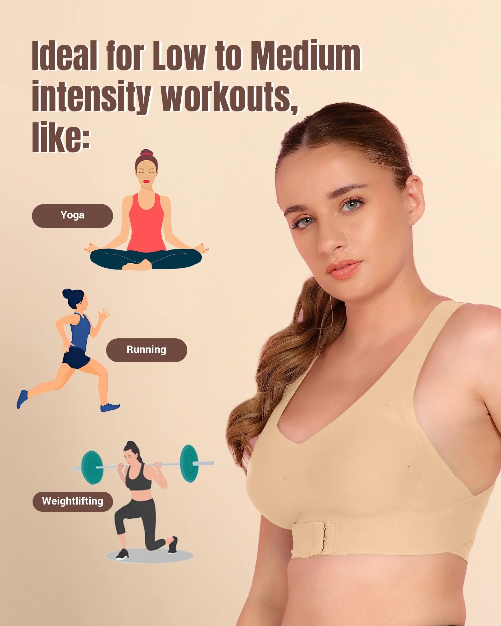 Swanz  Bonded Breathable Cotton Padded Gym Bra with Posture Support (TW-SB-997)