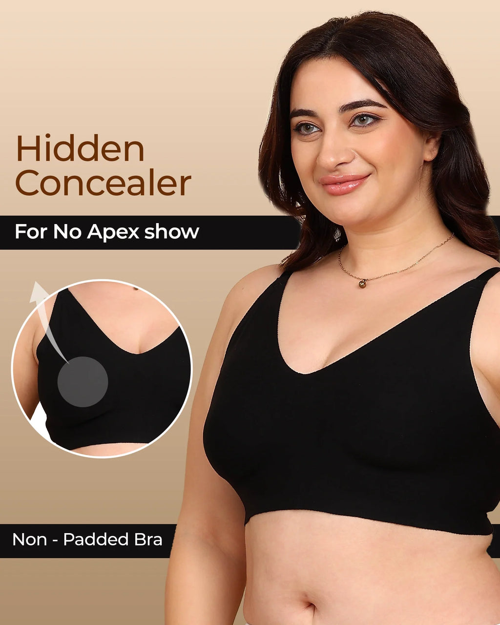 Swanz  Bonded Breathable Cotton Non-Padded Full-Coverage Bra with Hidden Concealer (SB-935)