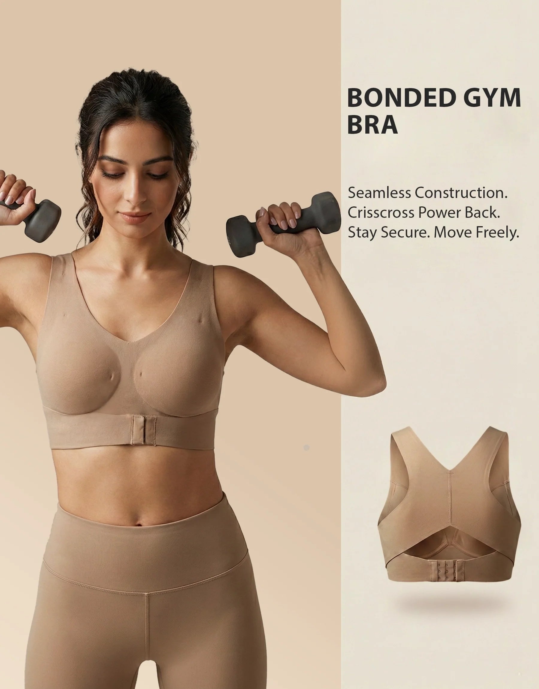 Bonded Gym Bra with Crisscross Back | Padded | Breathable Cotton  (SB-997)