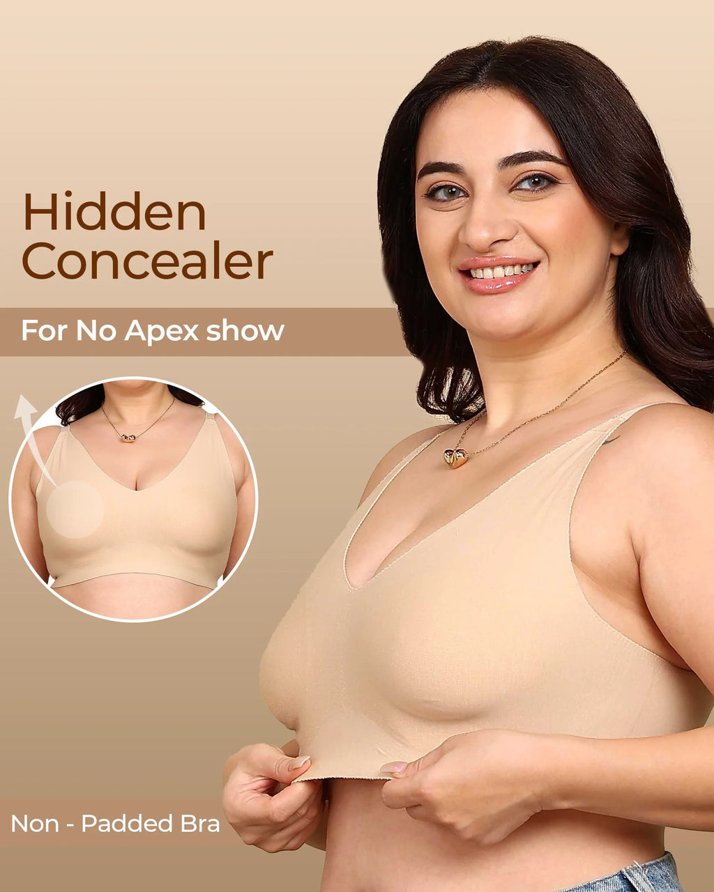 Swanz  Bonded Breathable Cotton Non-Padded Full-Coverage Bra with Hidden Concealer (SB-935)