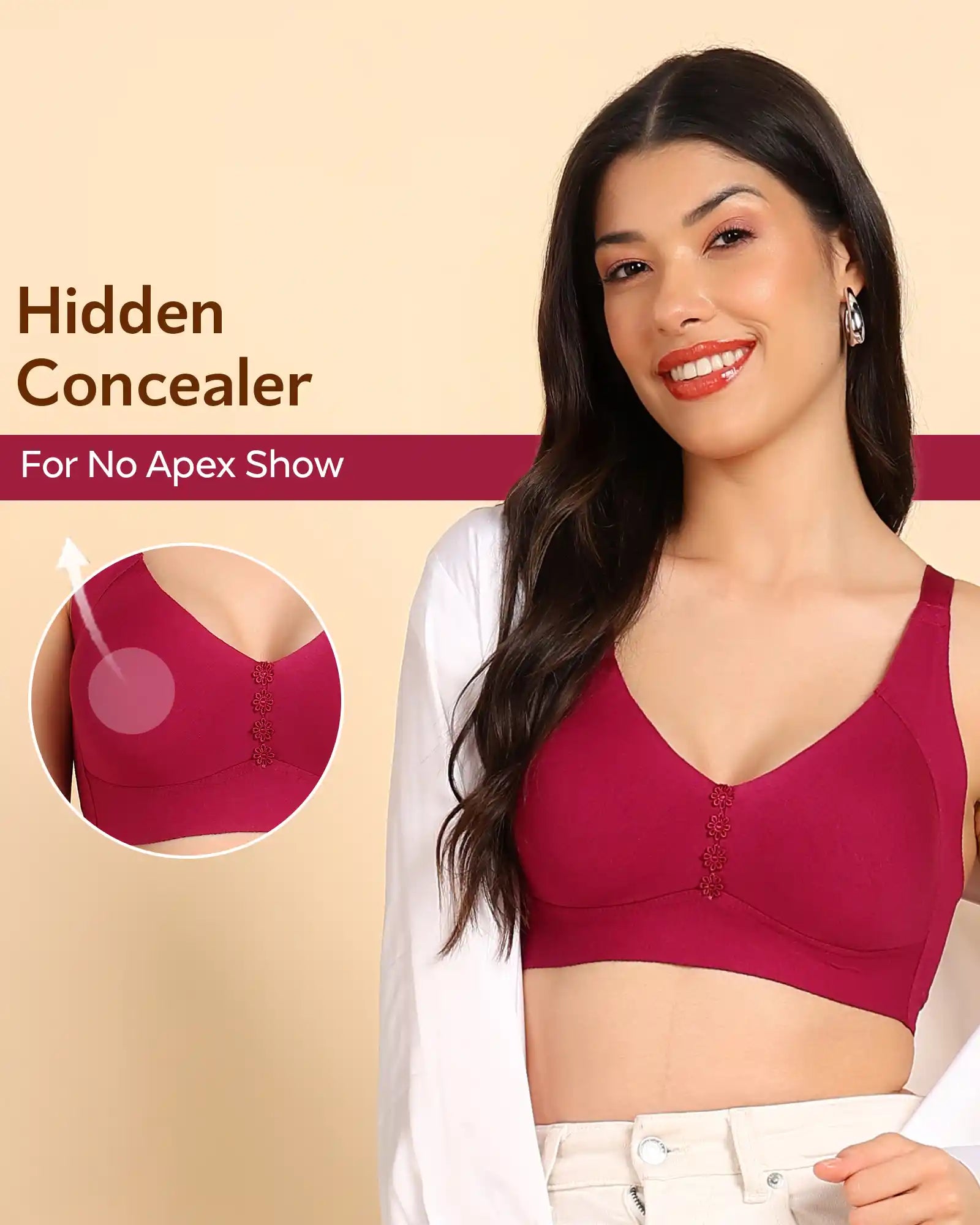 Swanz  Bonded Breathable Cotton Plus-Size Non-Padded M-Frame Minimiser with Hidden Concealer (SB-9303)