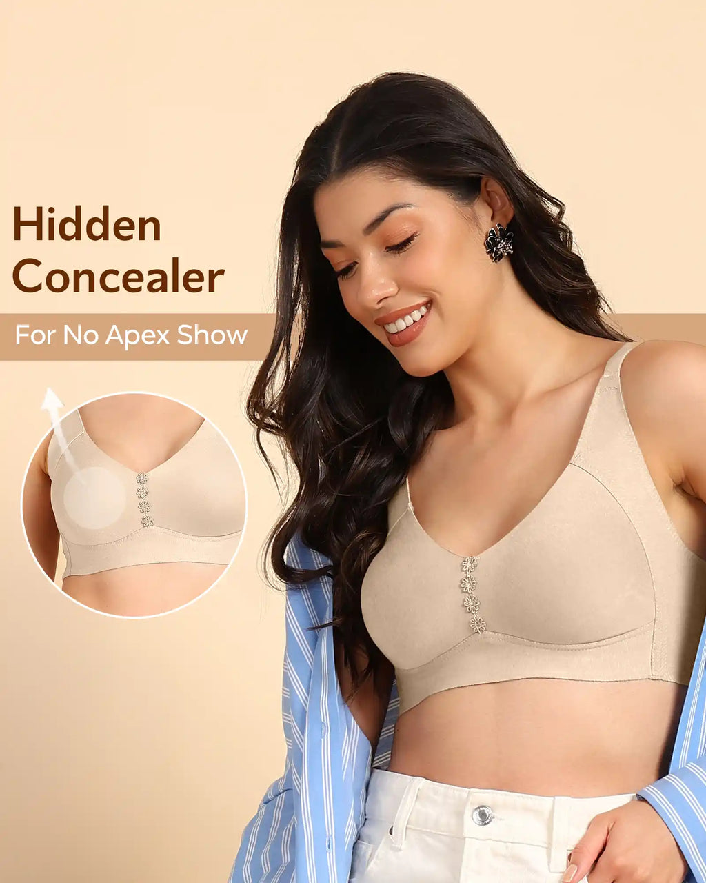 Swanz  Bonded Breathable Cotton Plus-Size Non-Padded M-Frame Minimiser with Hidden Concealer (SB-9303)