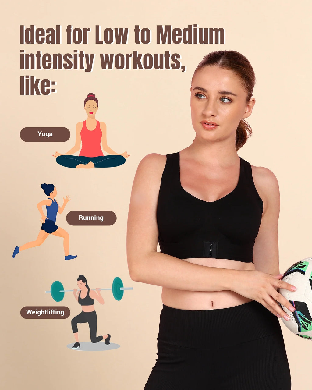 Swanz  Bonded Breathable Cotton Padded Gym Bra with Posture Support (TW-SB-997)