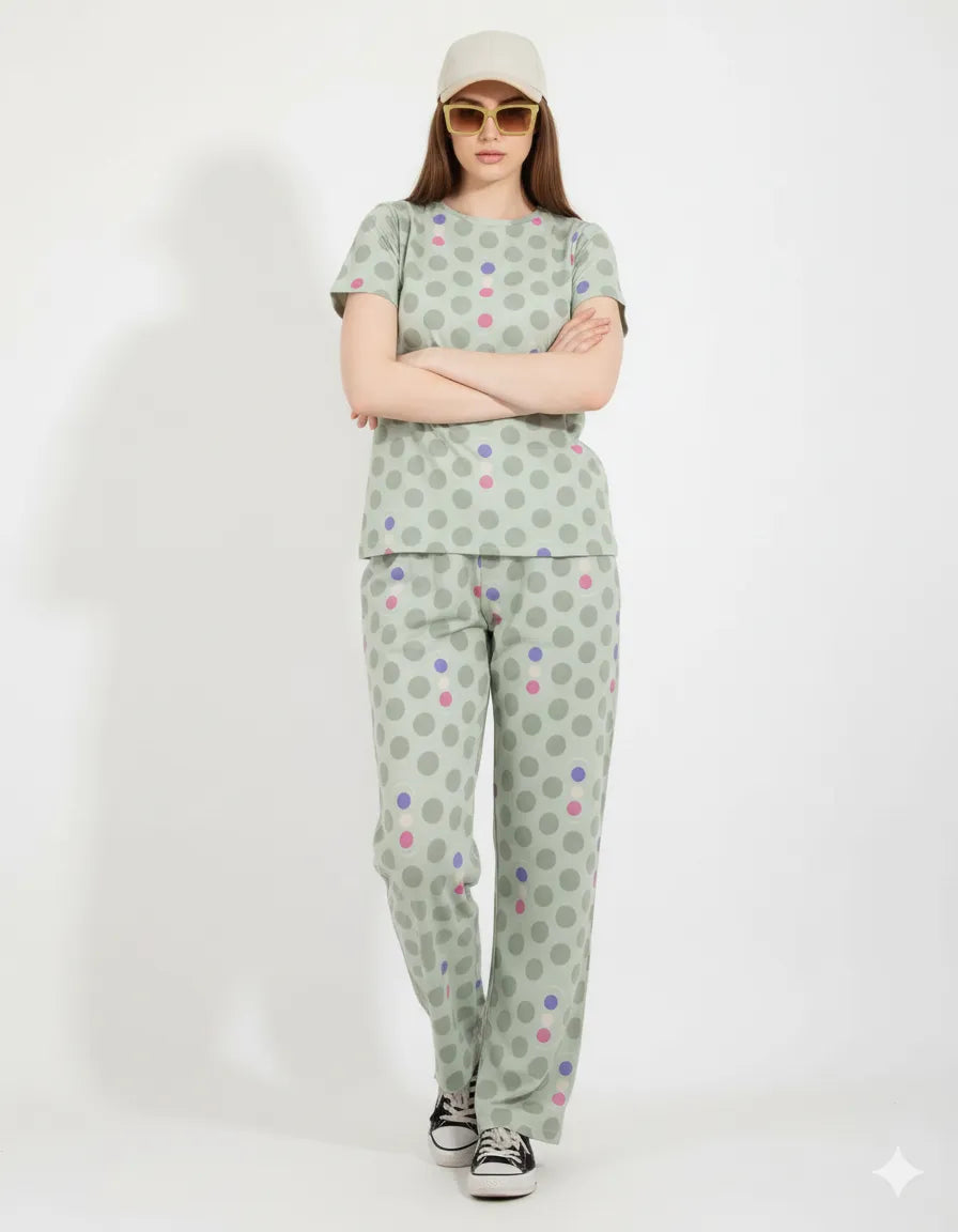 Arolisa Women’s Hosiery Lounge Set – Tee & Pyjama, Relaxed Fit