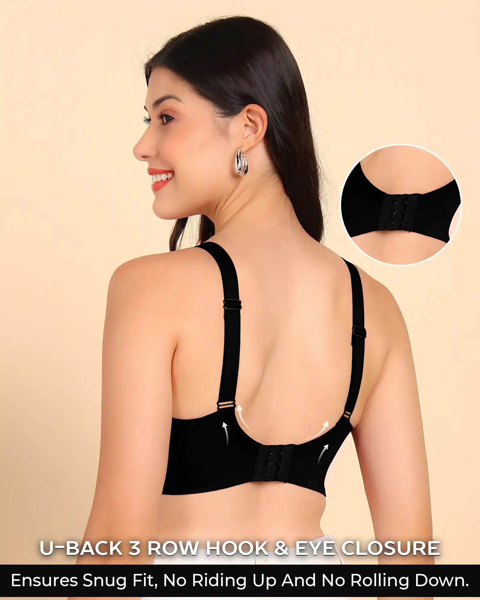 Swanz  Bonded Breathable Cotton Plus-Size Non-Padded M-Frame Minimiser with Hidden Concealer (SB-9303)