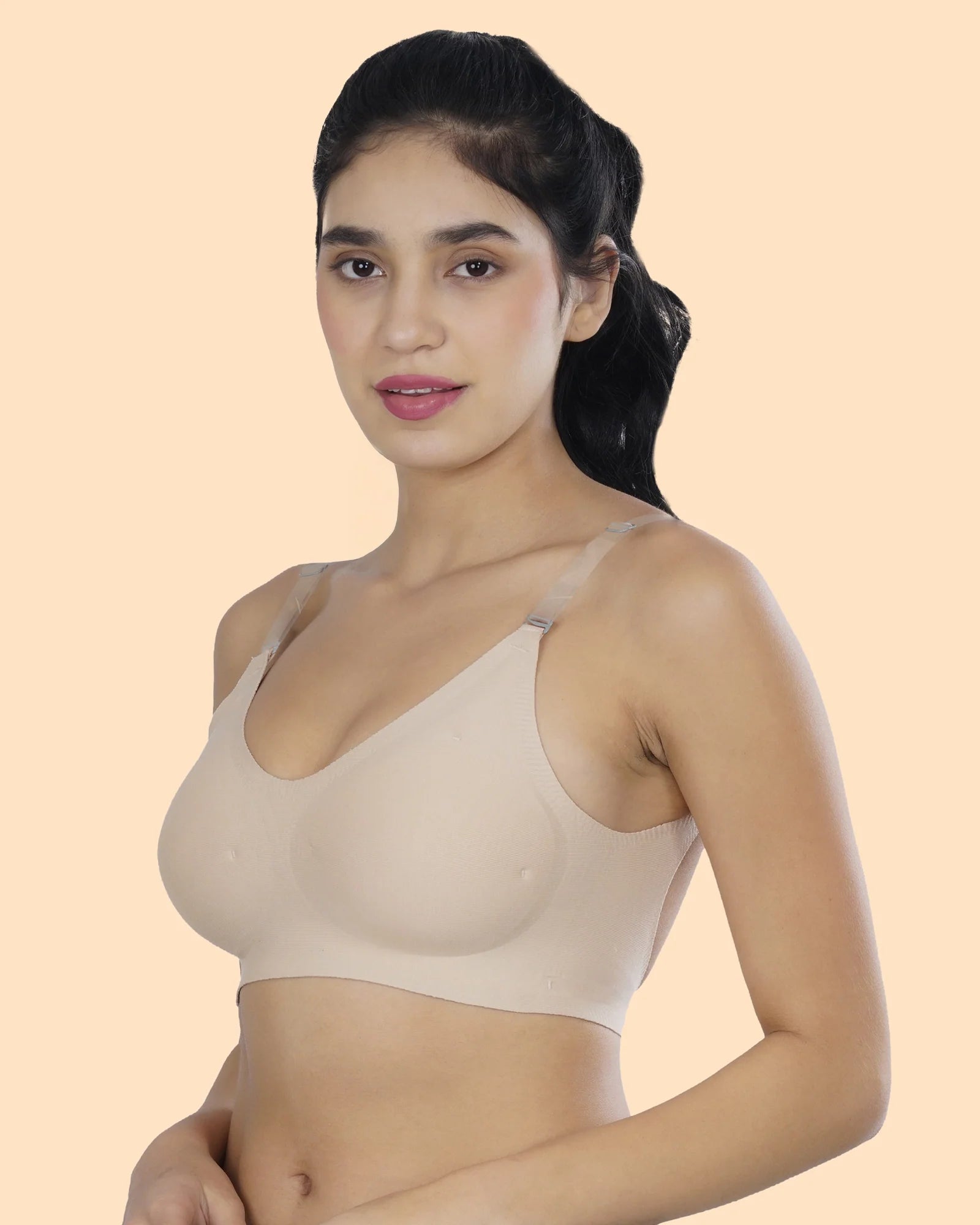 Cotton Padded Bonded Backless Everyday  Bra (TW-SB-9851-Skin)