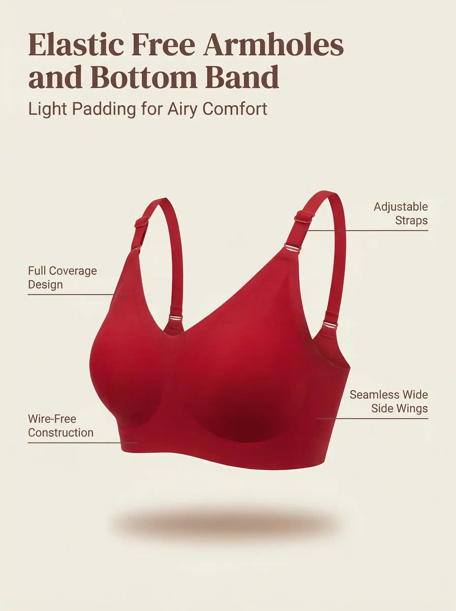 Cotton Padded Full Coverage Bonded Bra (SB-938-Red)