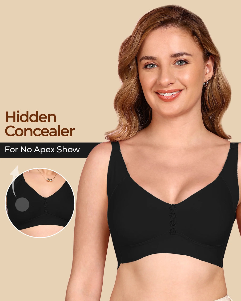 Swanz  Bonded Breathable Cotton Plus-Size Non-Padded M-Frame Minimiser with Hidden Concealer (SB-9303)