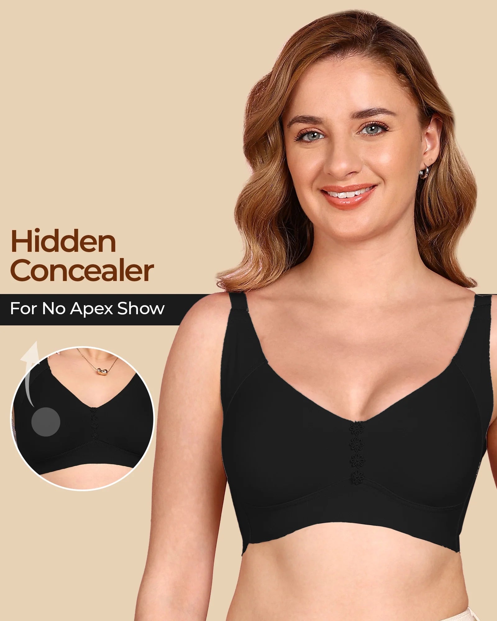 Swanz  Bonded Breathable Cotton Plus-Size Non-Padded M-Frame Minimiser with Hidden Concealer (SB-9303)