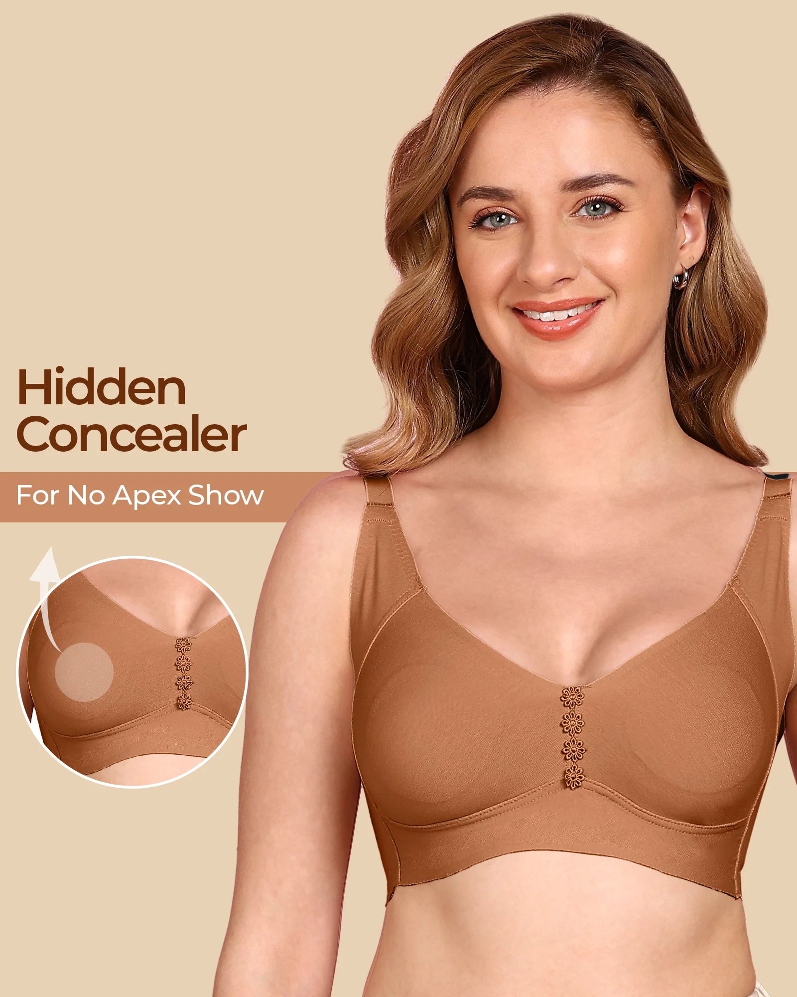 Swanz  Bonded Breathable Cotton Plus-Size Non-Padded M-Frame Minimiser with Hidden Concealer (SB-9303)
