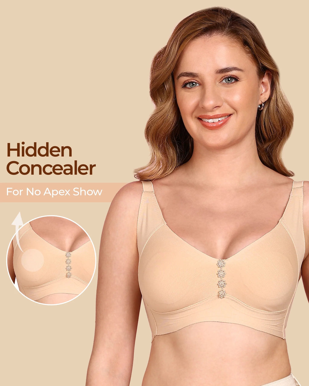 Swanz  Bonded Breathable Cotton Plus-Size Non-Padded M-Frame Minimiser with Hidden Concealer (SB-9303)